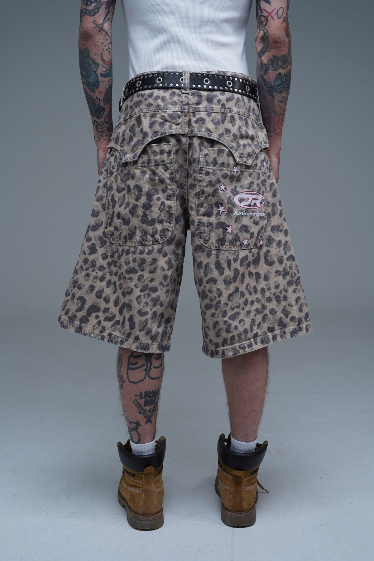 JR Leopar Desenli Baggy Jean Şort