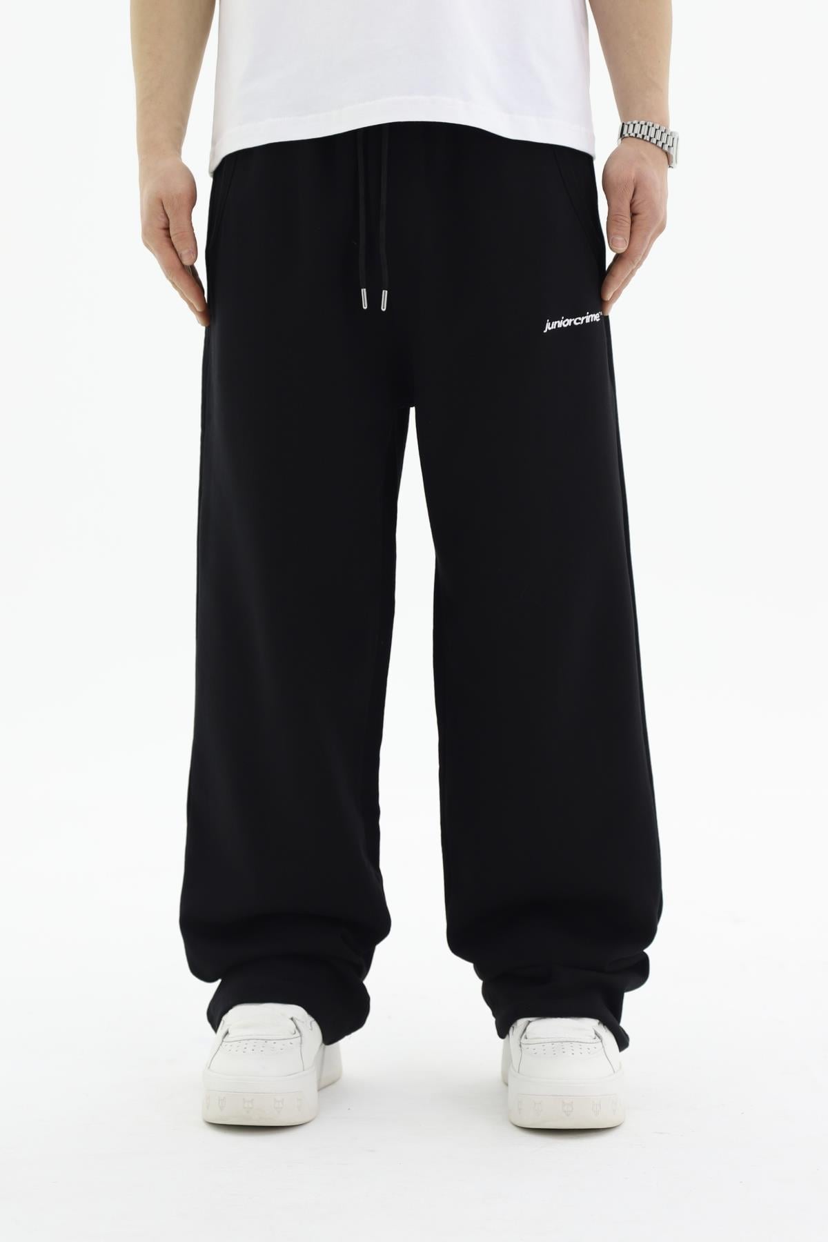 JR Diagonal Kumaş Siyah Baggy Eşofman