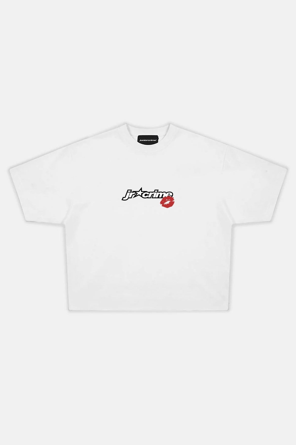JR Lip Baskılı Beyaz Boxy Fit Oversize Tshirt