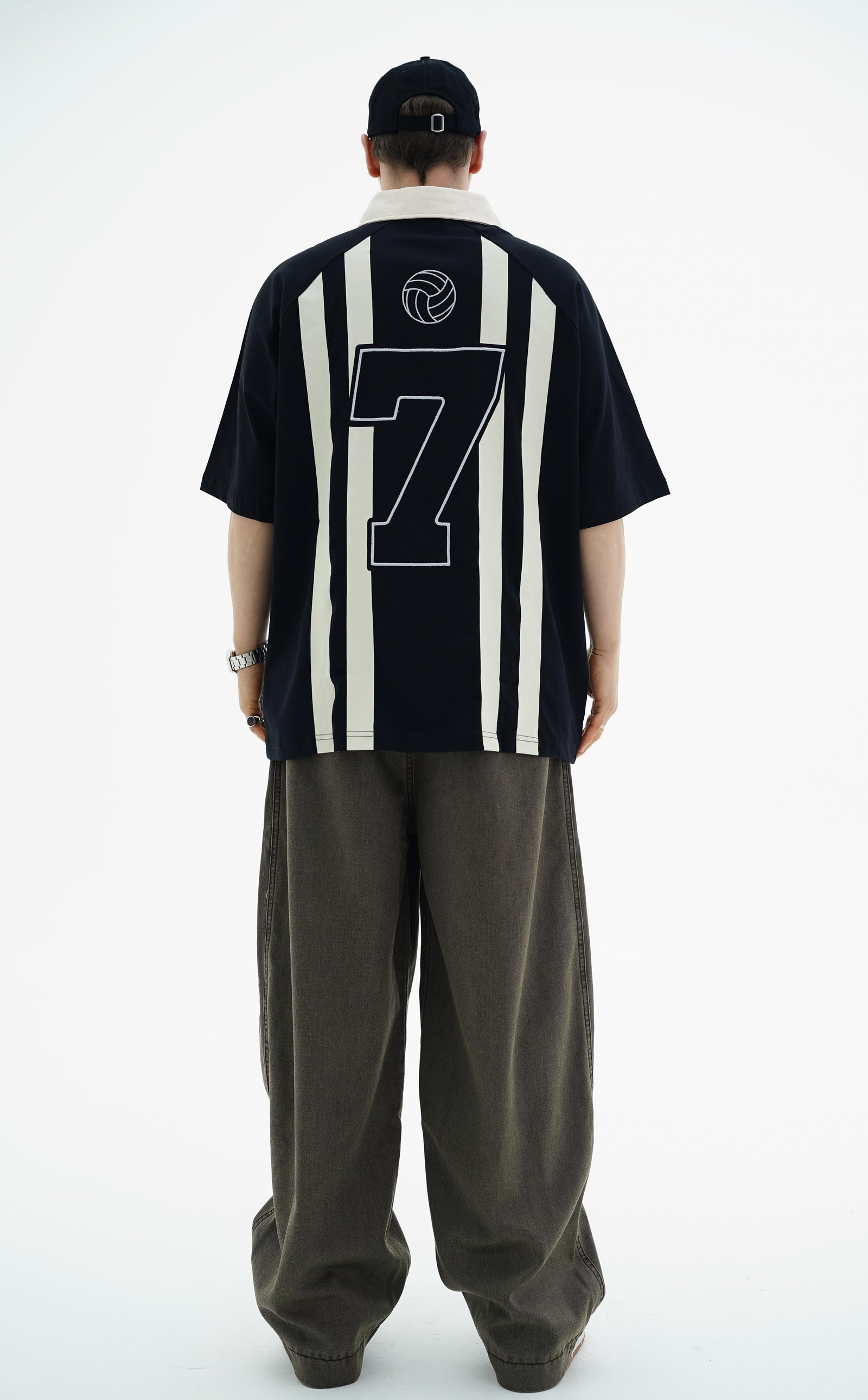 Polo Yaka Siyah Oversize Forma Tshirt JC01 25Y259