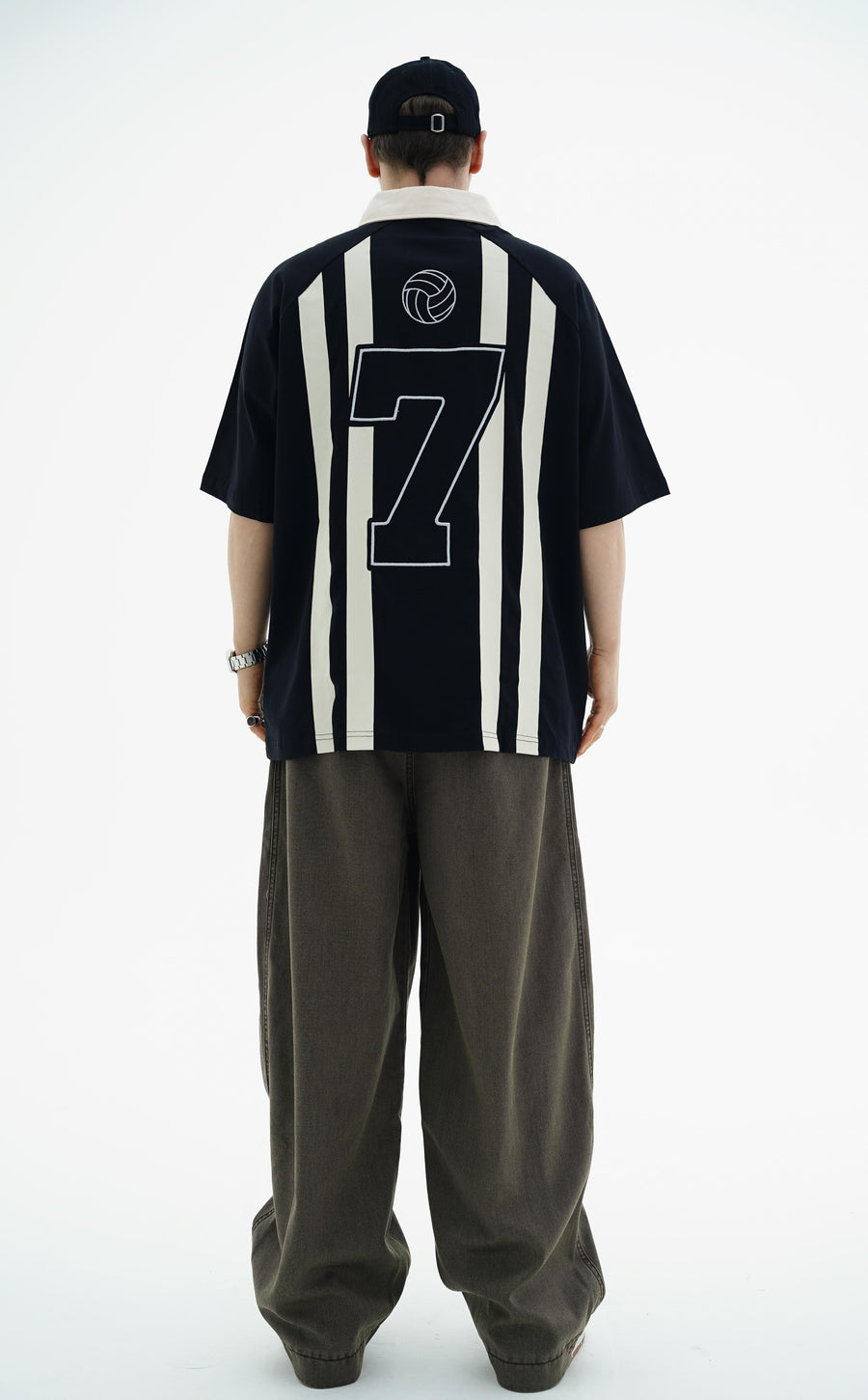 Polo Yaka Siyah Oversize Forma Tshirt JC01 25Y259