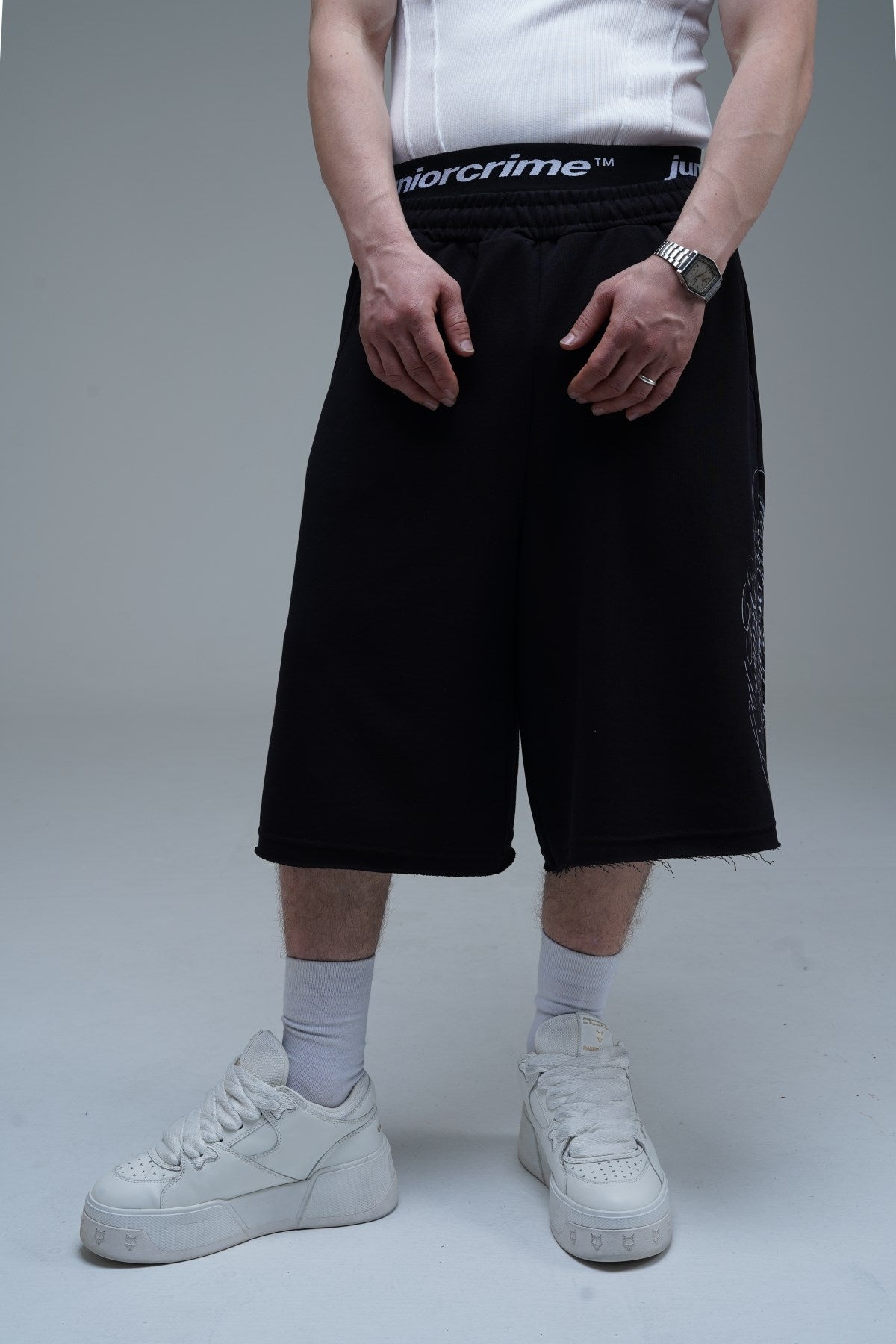 JR Signature Baskılı Jogger Baggy Siyah Şort