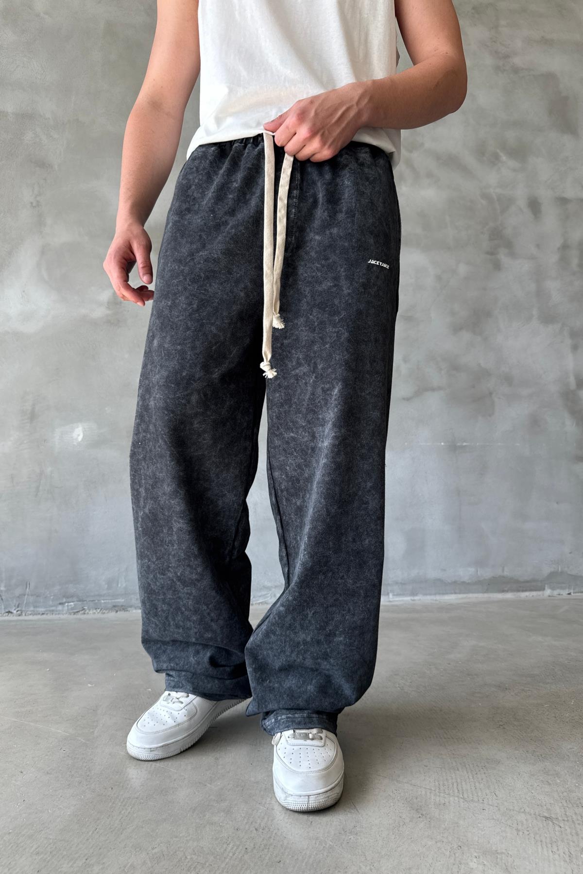 Acid Wash Siyah Baggy Eşofman Altı JC01 25Y202