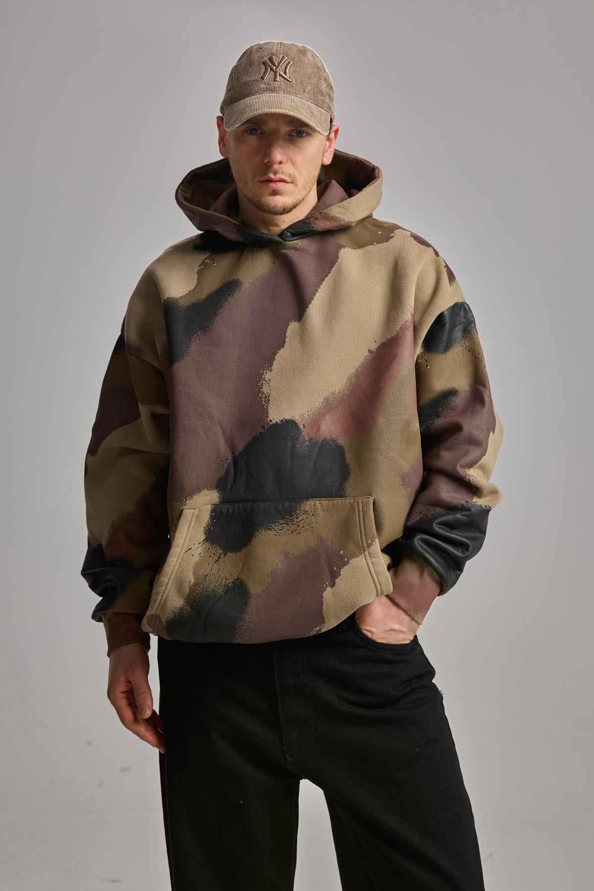 Haki Kamuflaj Desenli Oversize Sweat 25CK020