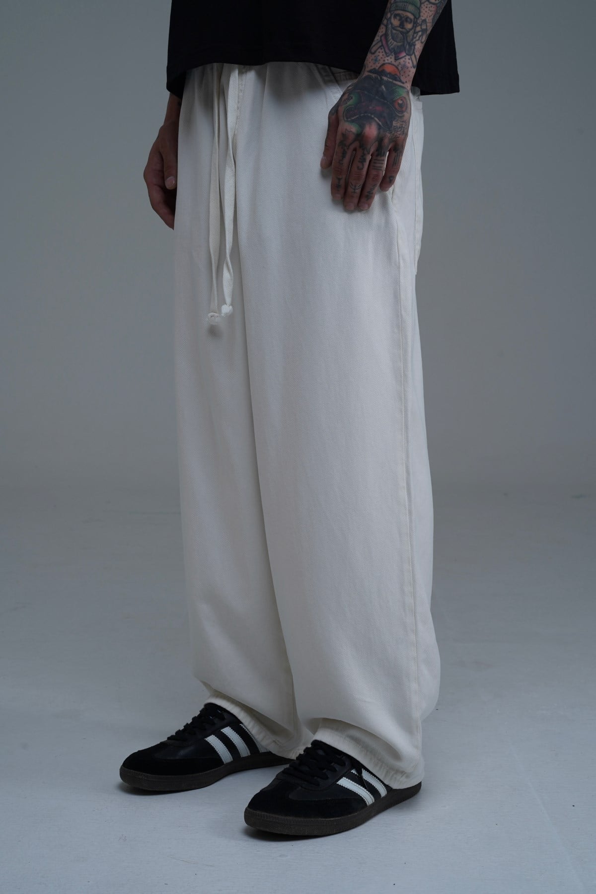 İnce Kumaş Bej Baggy Pantolon CT01 6517-8