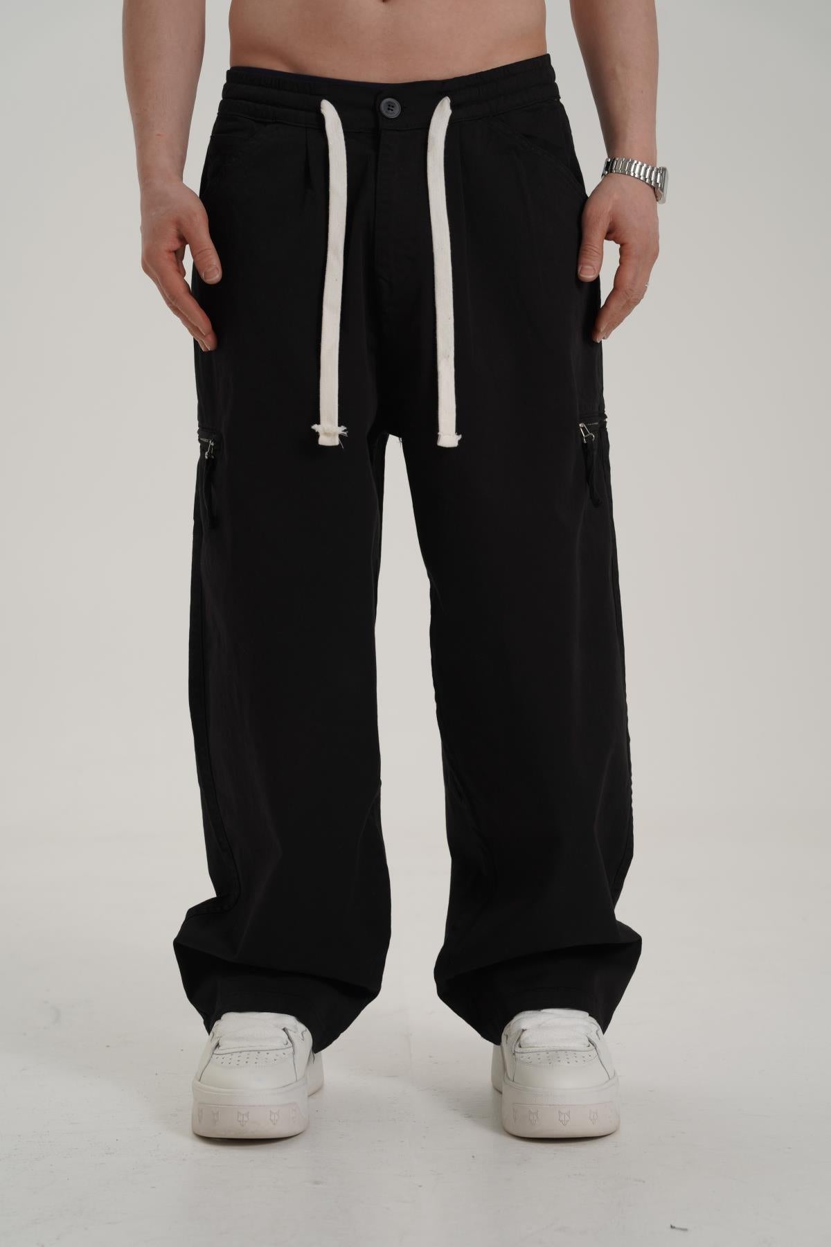 Fermuar Detay Siyah Baggy Pantolon CT01 6358