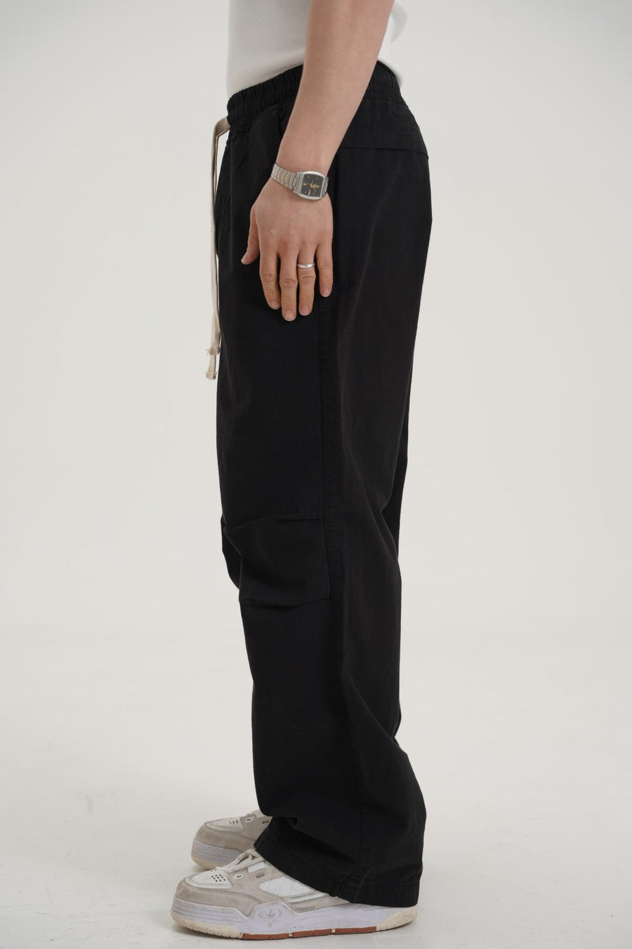 Siyah İnce Kumaş Baggy Pantolon CT01 6267-2