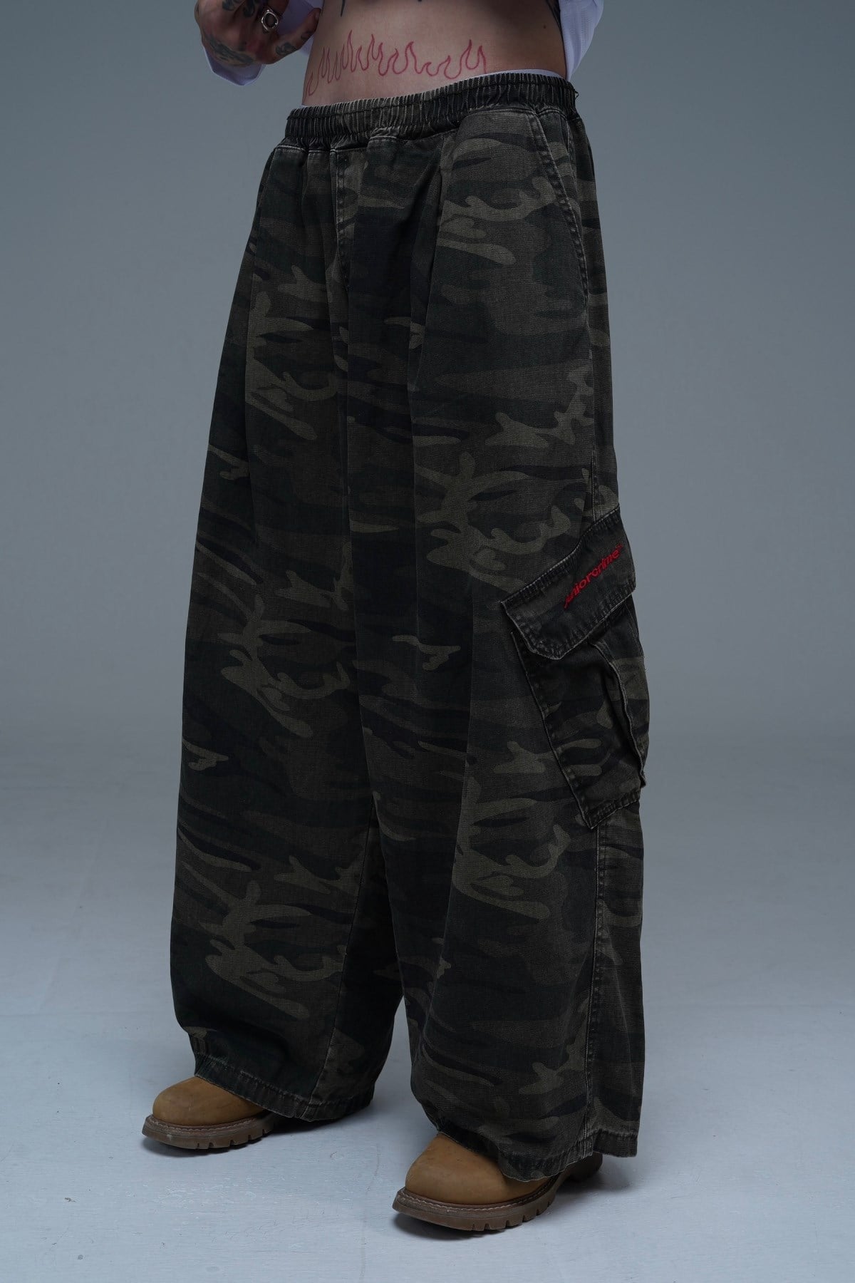 JR Camo Desen Low Waist Baggy Pantolon