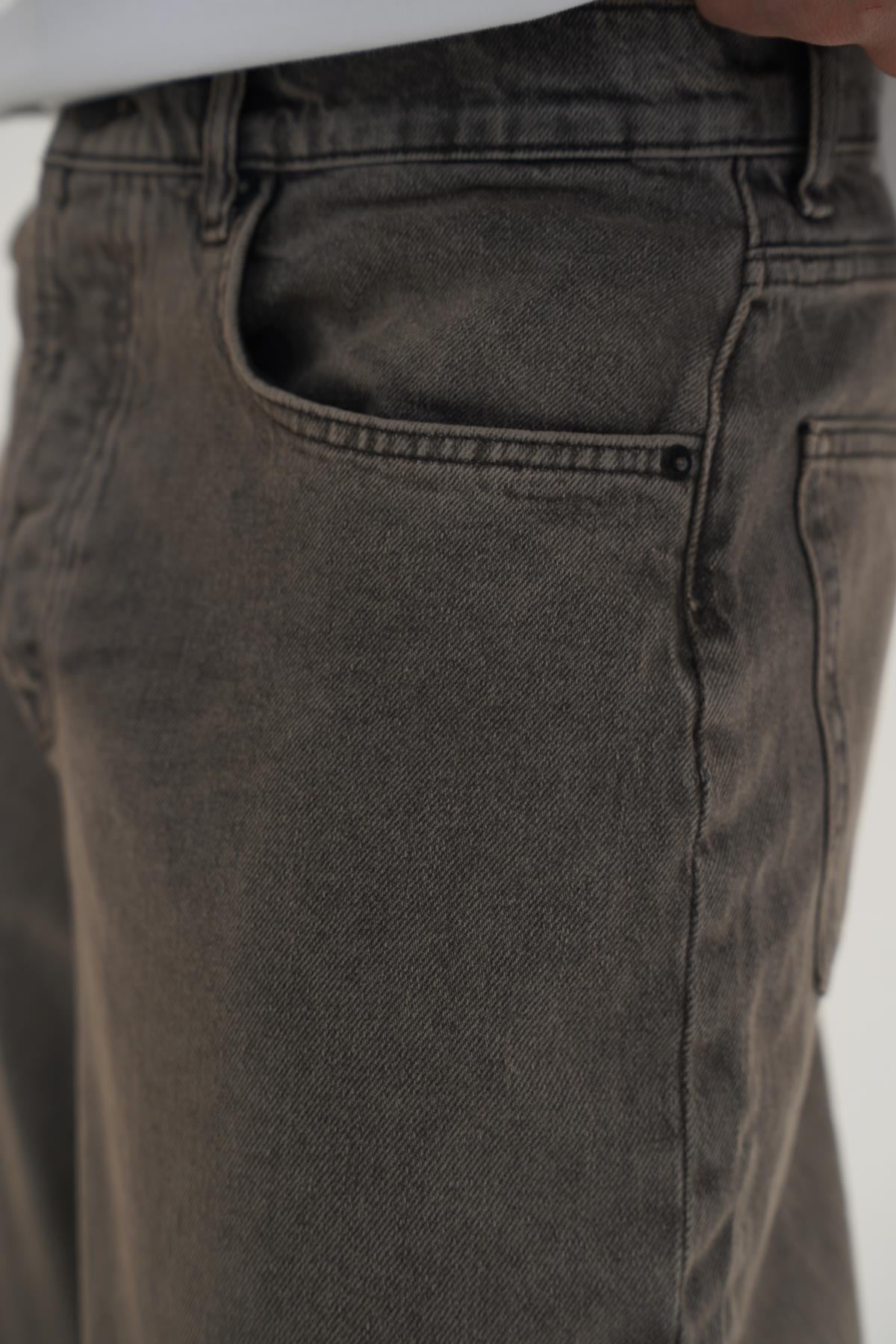 Yıkama Efektli Açık Kahve Baggy Jean Pantolon