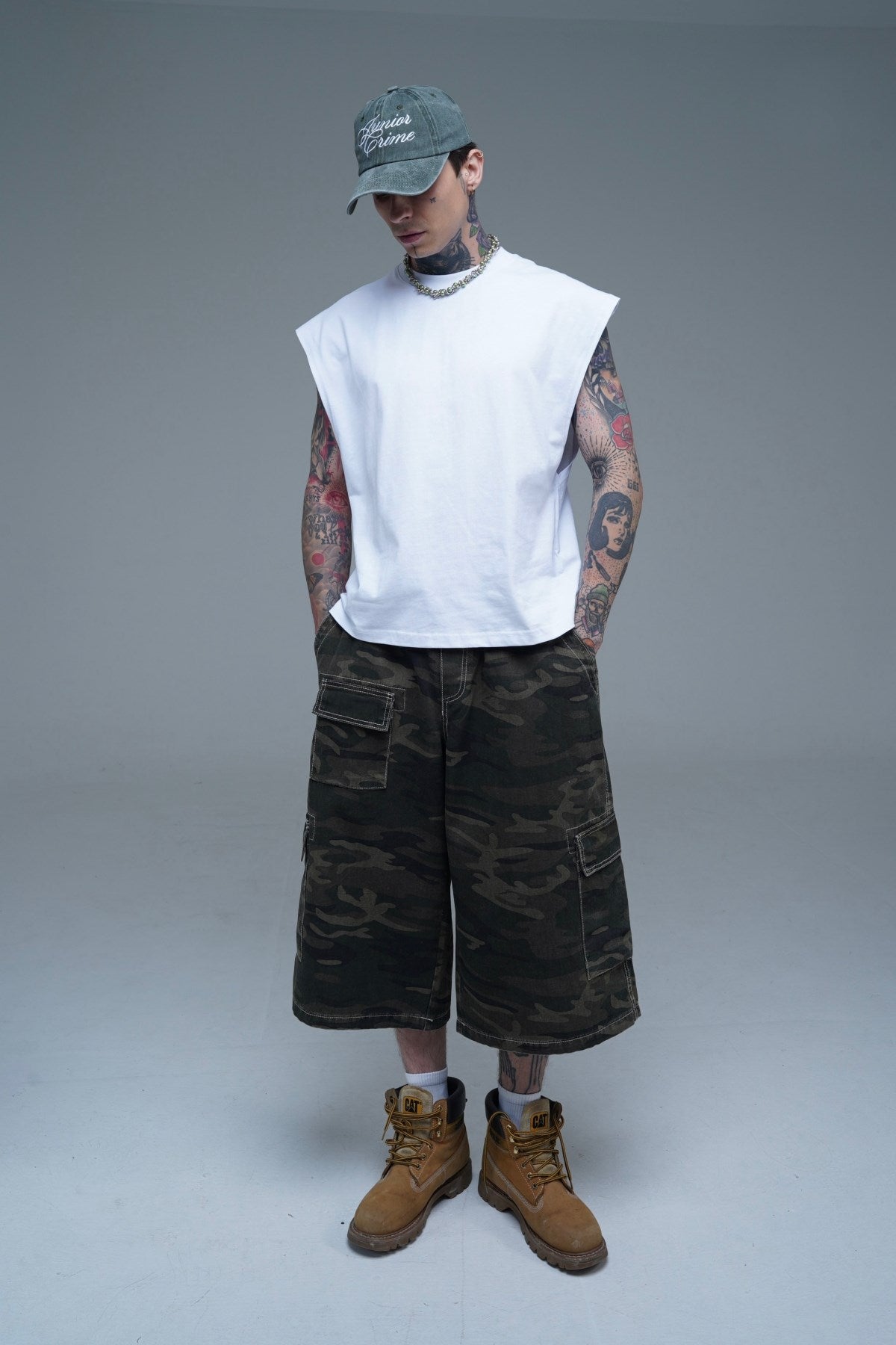 JR Boxy Fit Kolsuz Beyaz Oversize Tshirt