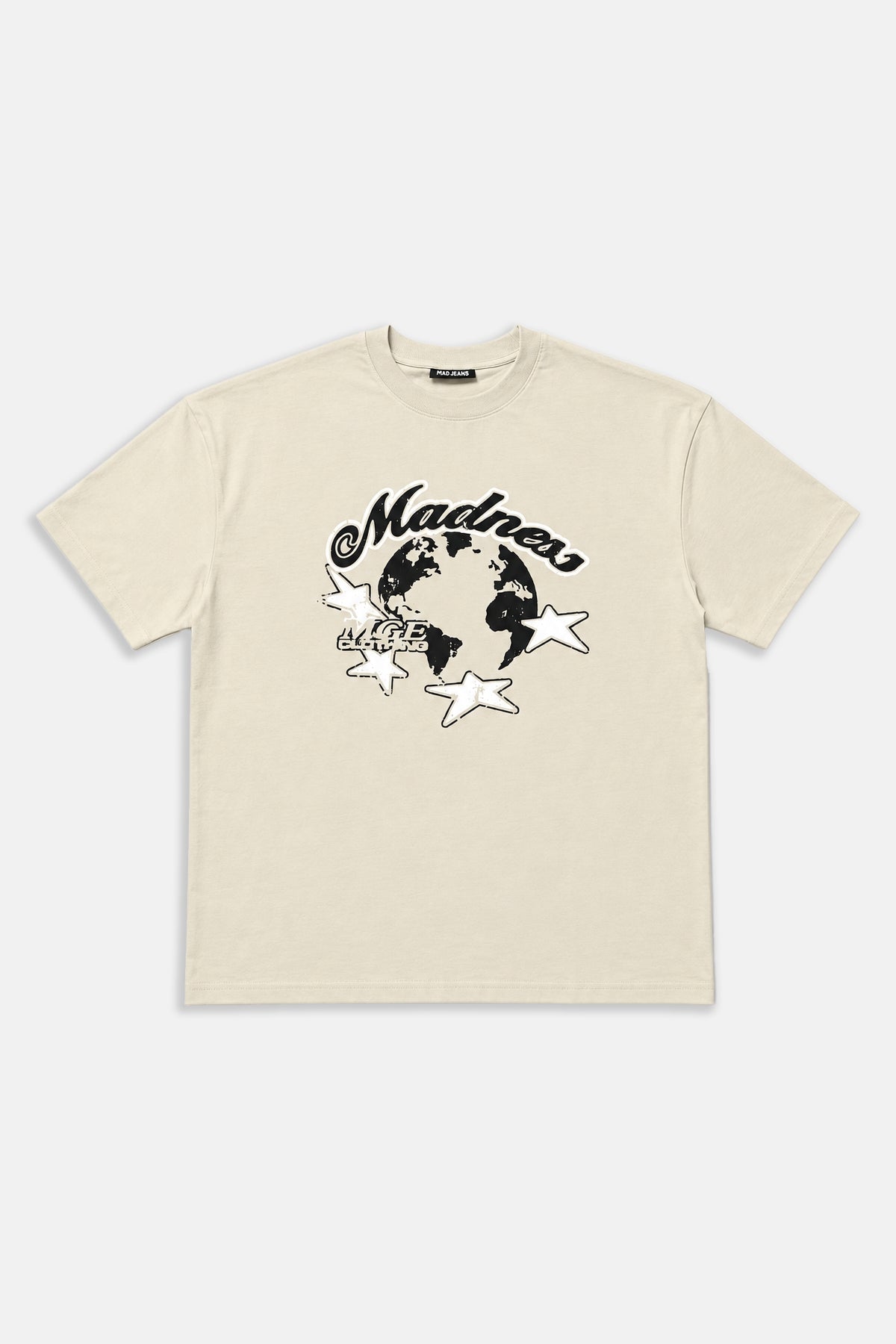 Madness Baskılı Krem Oversize Tshirt