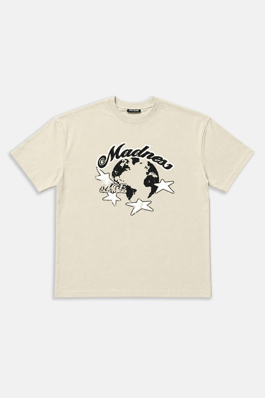 Madness Baskılı Krem Oversize Tshirt