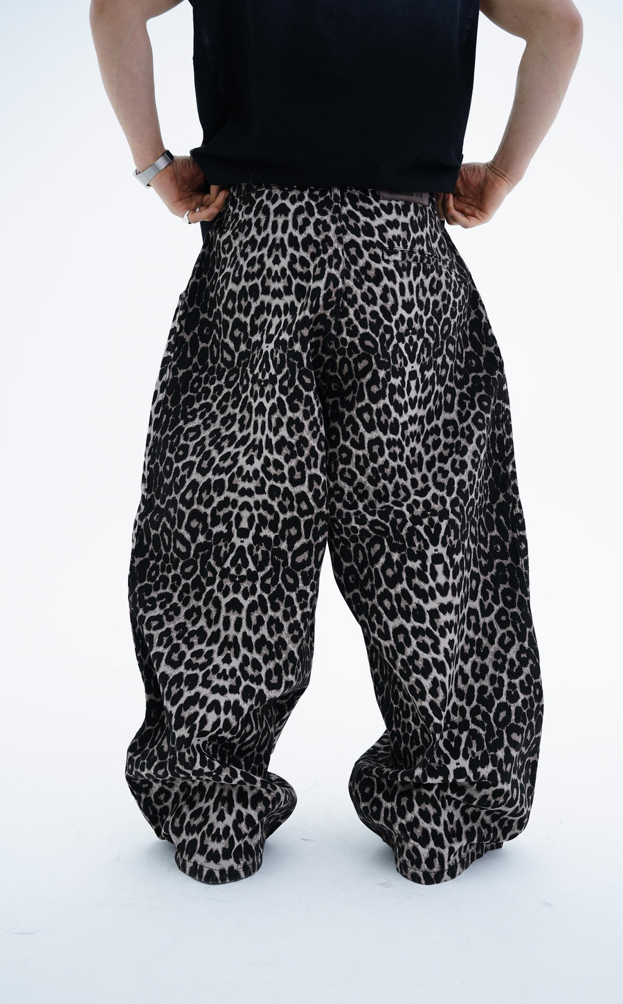 Leopar Desen Kahve Dokuma Pantolon KN4672