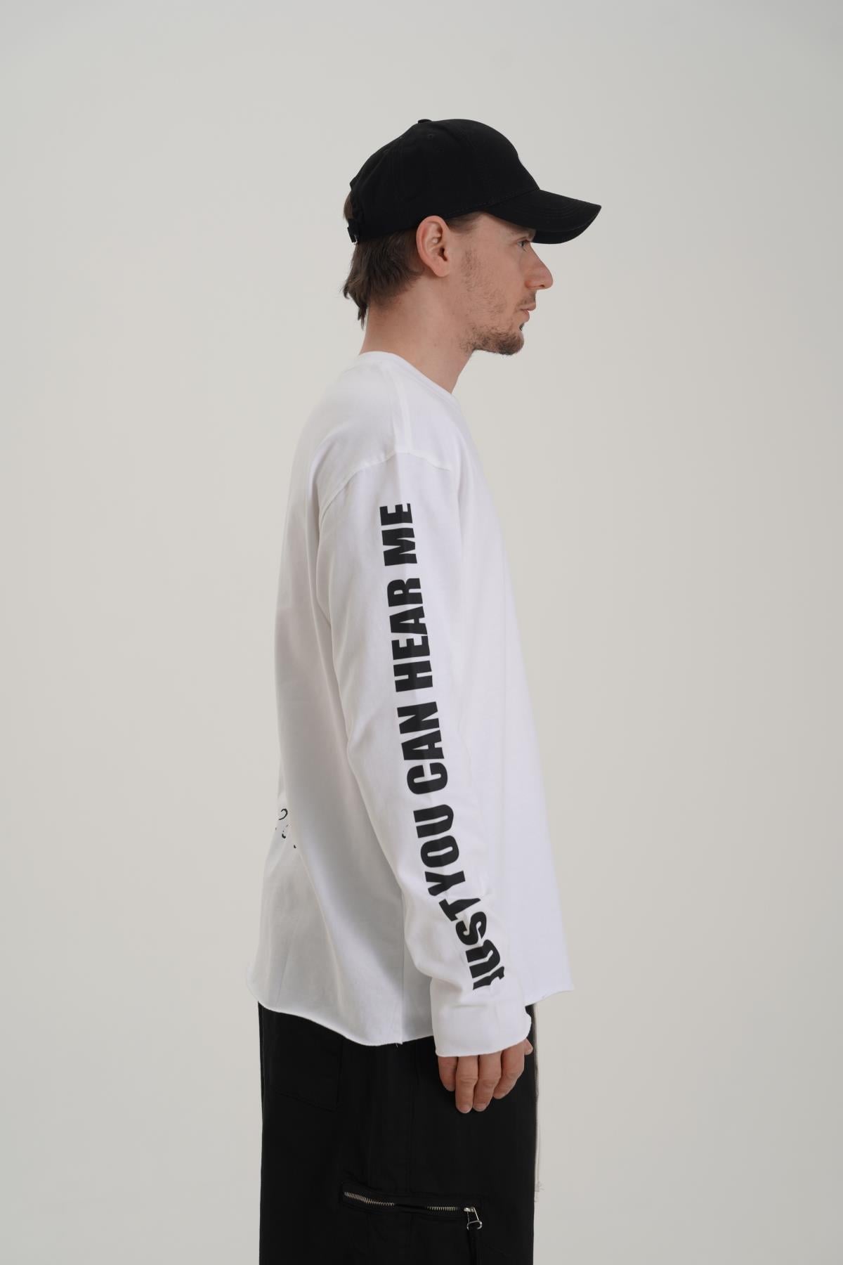 Kol Baskılı Beyaz Oversize Longsleeve CT01 26CK012