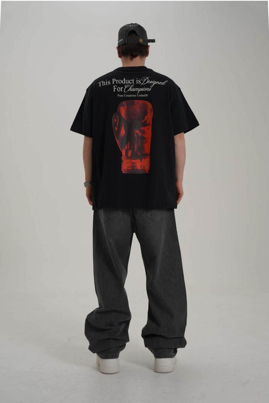 United Baskılı Siyah Oversize Tshirt CT01 MRT26009/1