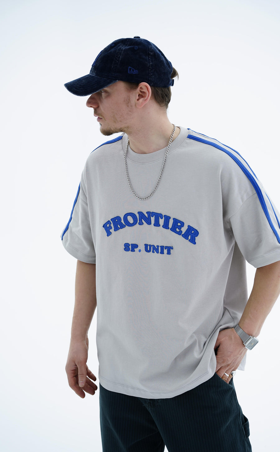 Frontier Patch Detay Gri Oversize Tshirt JC01 26Y125