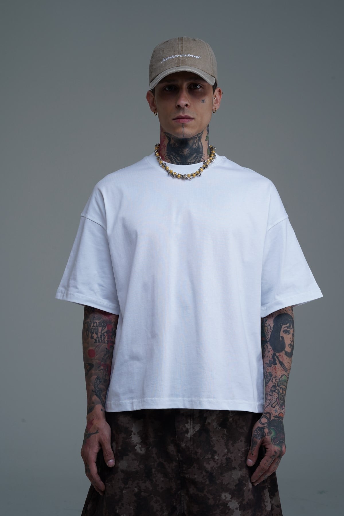 JR Beyaz Boxy Fit Basic Oversize Tshirt