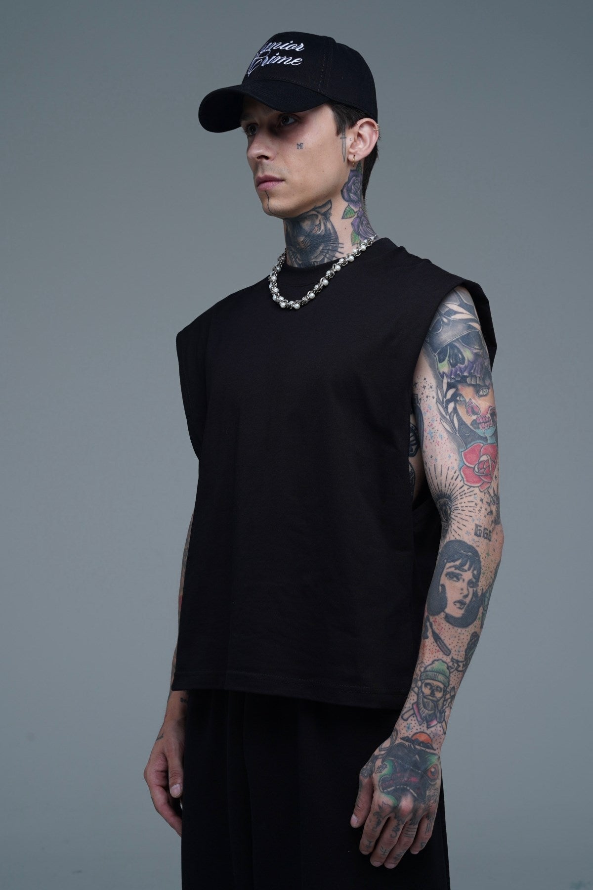 JR Boxy Fit Kolsuz Siyah Oversize Tshirt