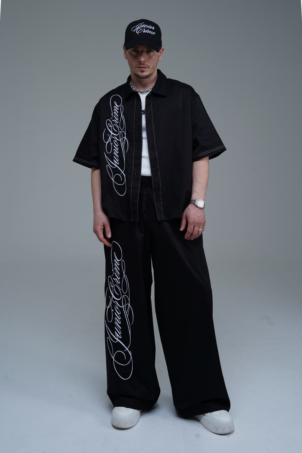JR Signature Baskılı Gabardin Baggy Pantolon