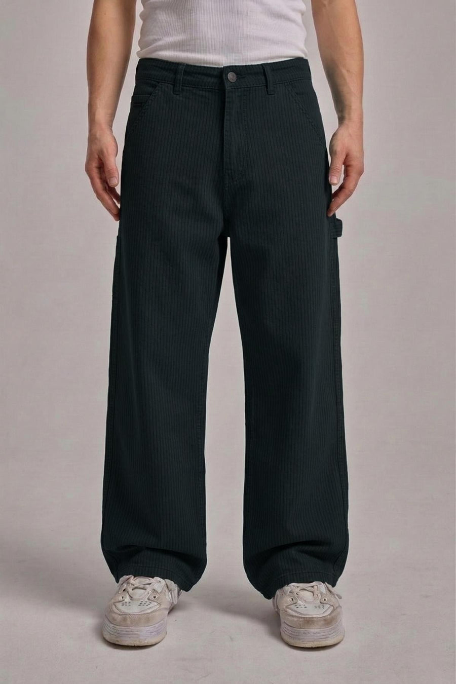 Çizgili Antrasit Baggy Jean Pantolon CT01 6581-4