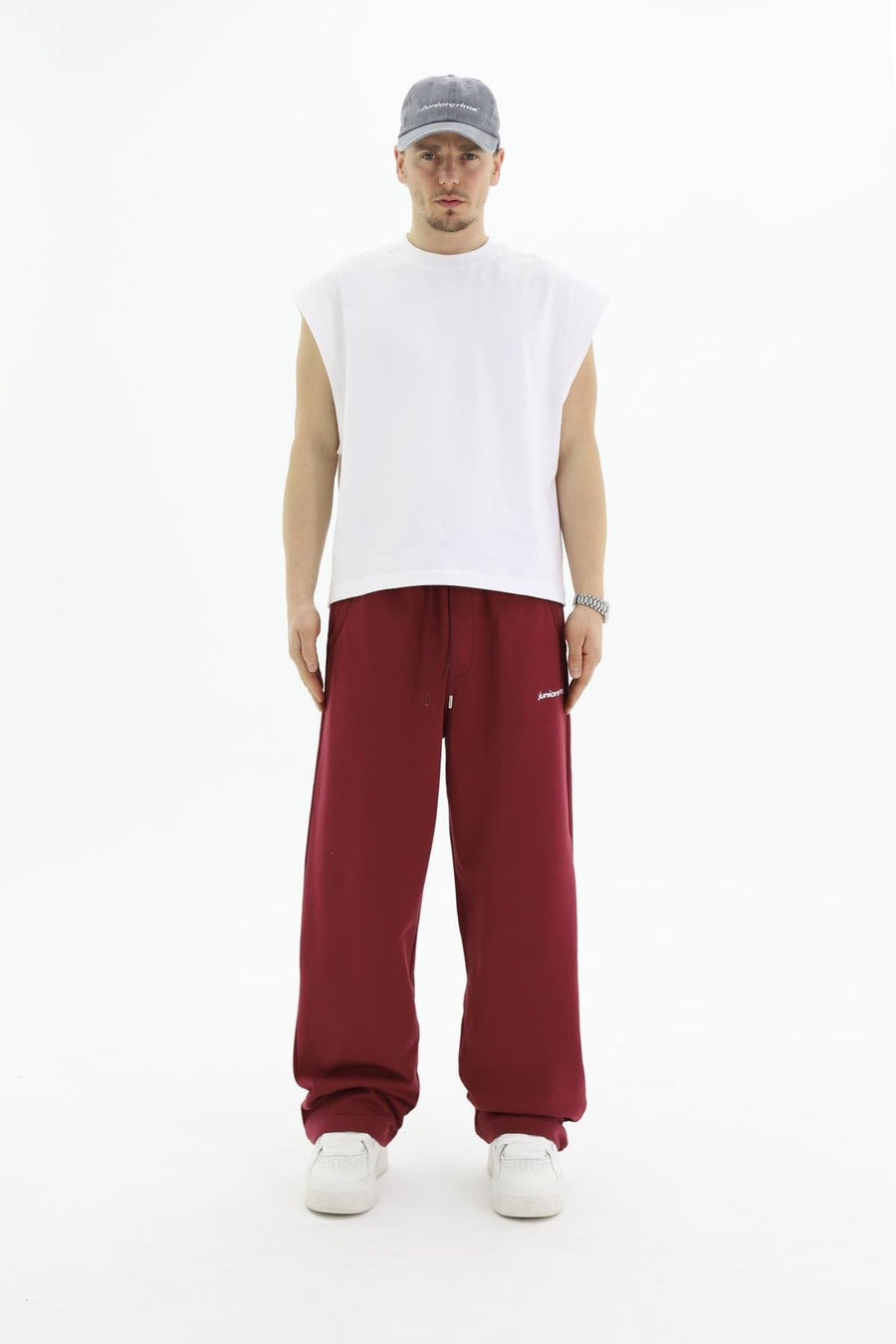 JR Diagonal Kumaş Bordo Baggy Eşofman