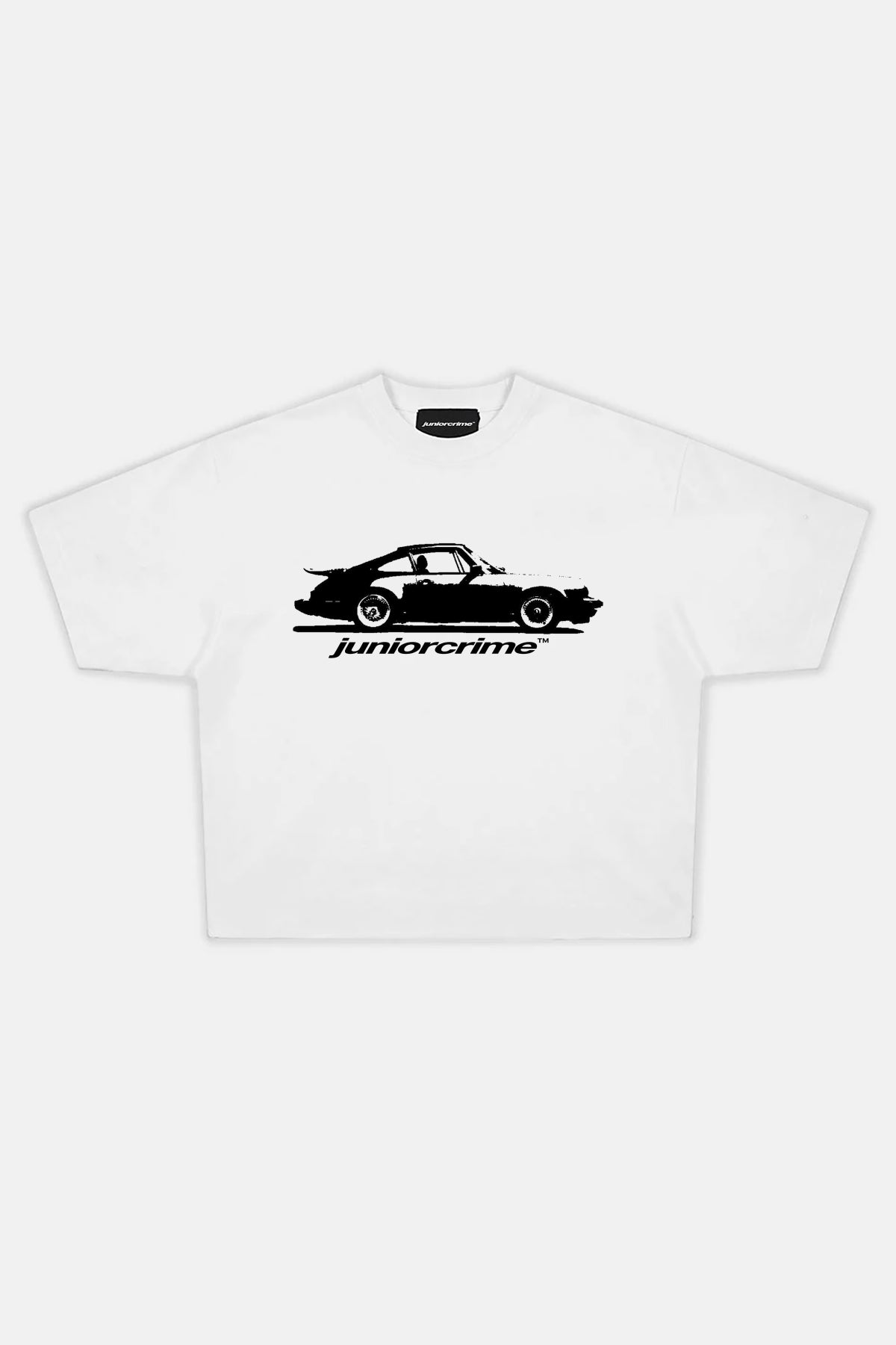 JR Car Baskılı Beyaz Boxy Fit Tshirt