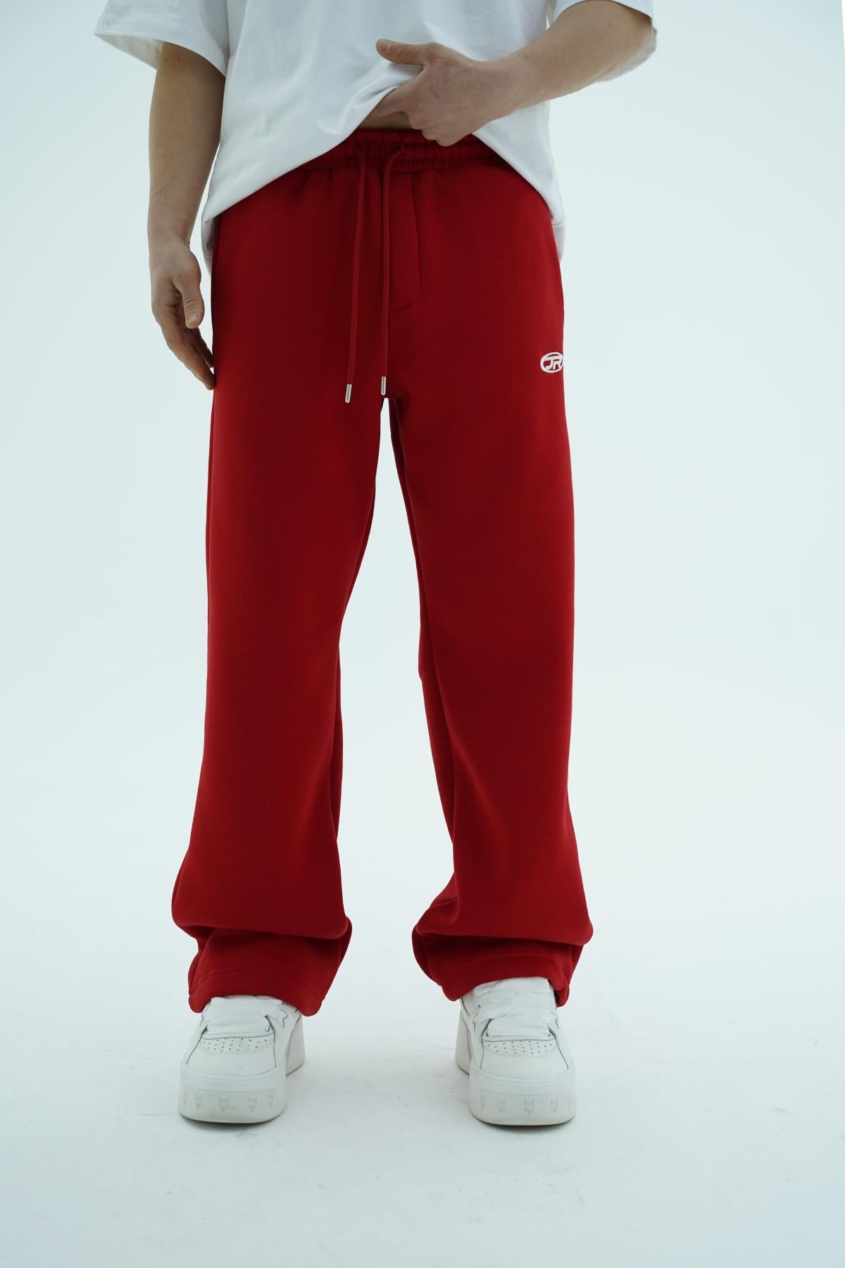 JR Logo Kırmızı Baggy Eşofman Altı