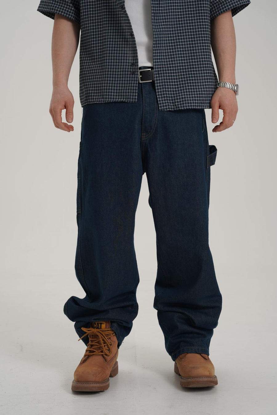 Kontrast Dikiş Koyu Lacivert Baggy Jean CT01 6581