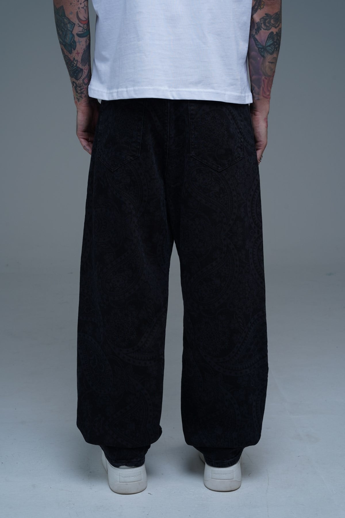 Etnik Desen Siyah Jean Pantolon CT01 6630