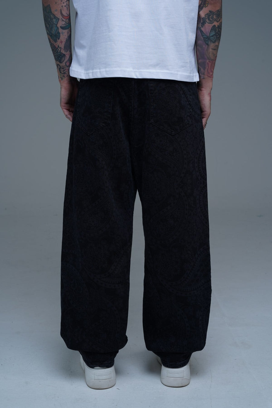 Etnik Desen Siyah Jean Pantolon CT01 6630
