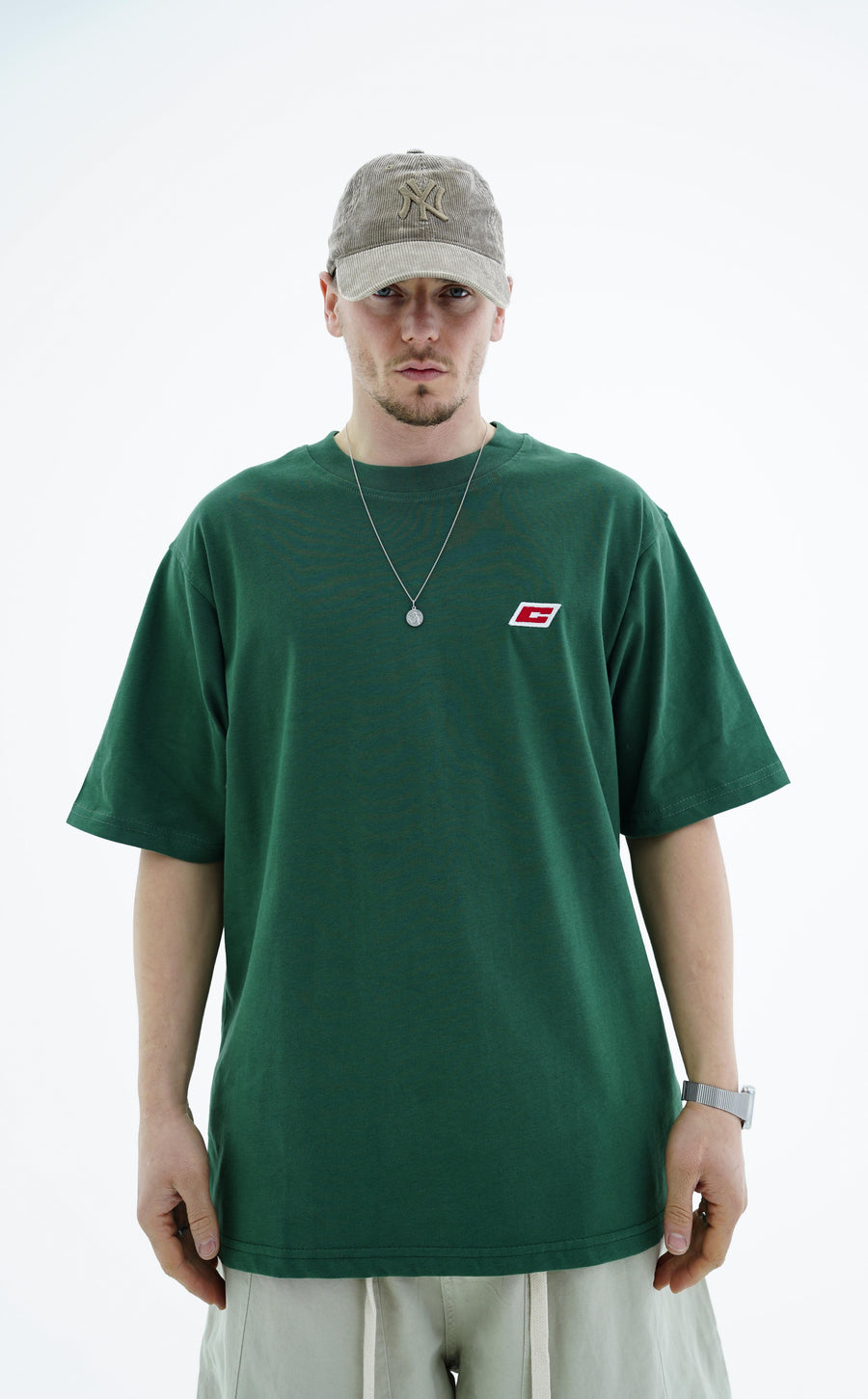 Nakışlı Yeşil Oversize Tshirt CT01 25CY062