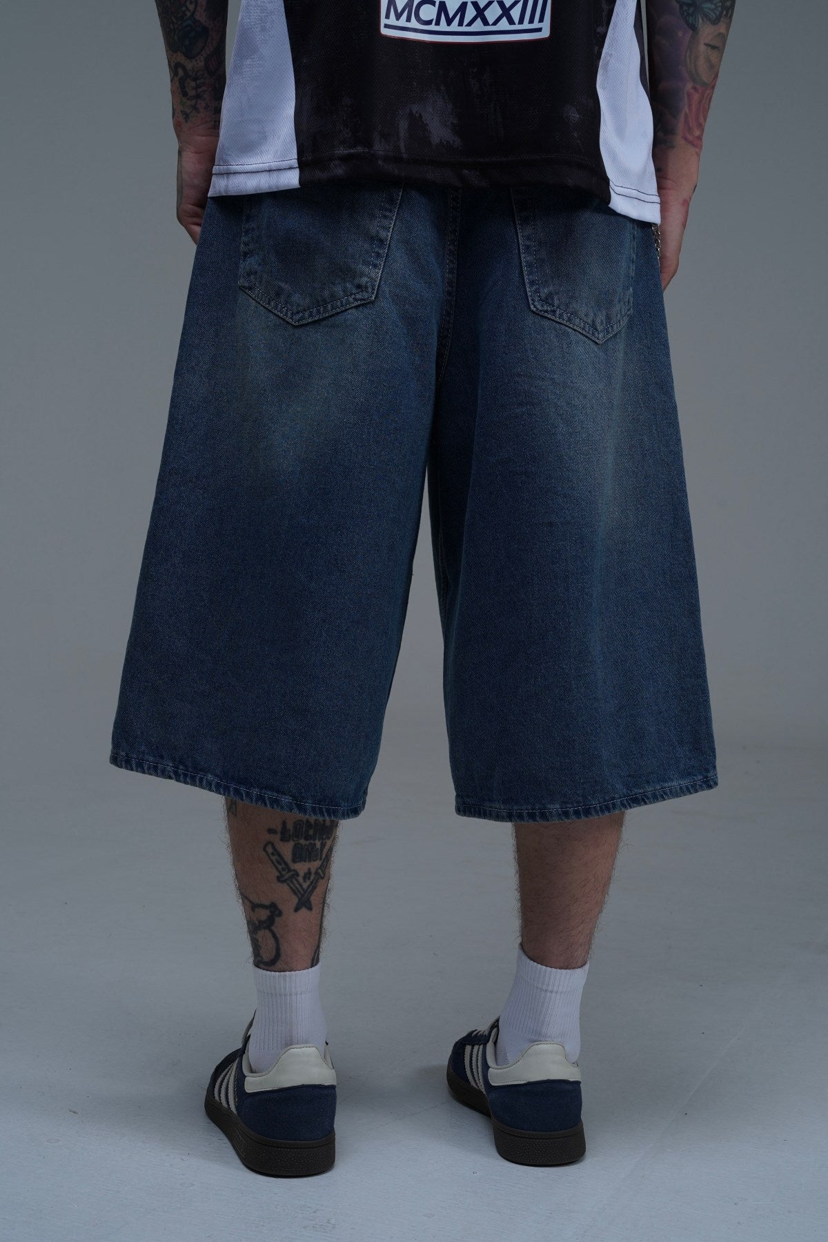 Basic Mavi Baggy Jean Şort