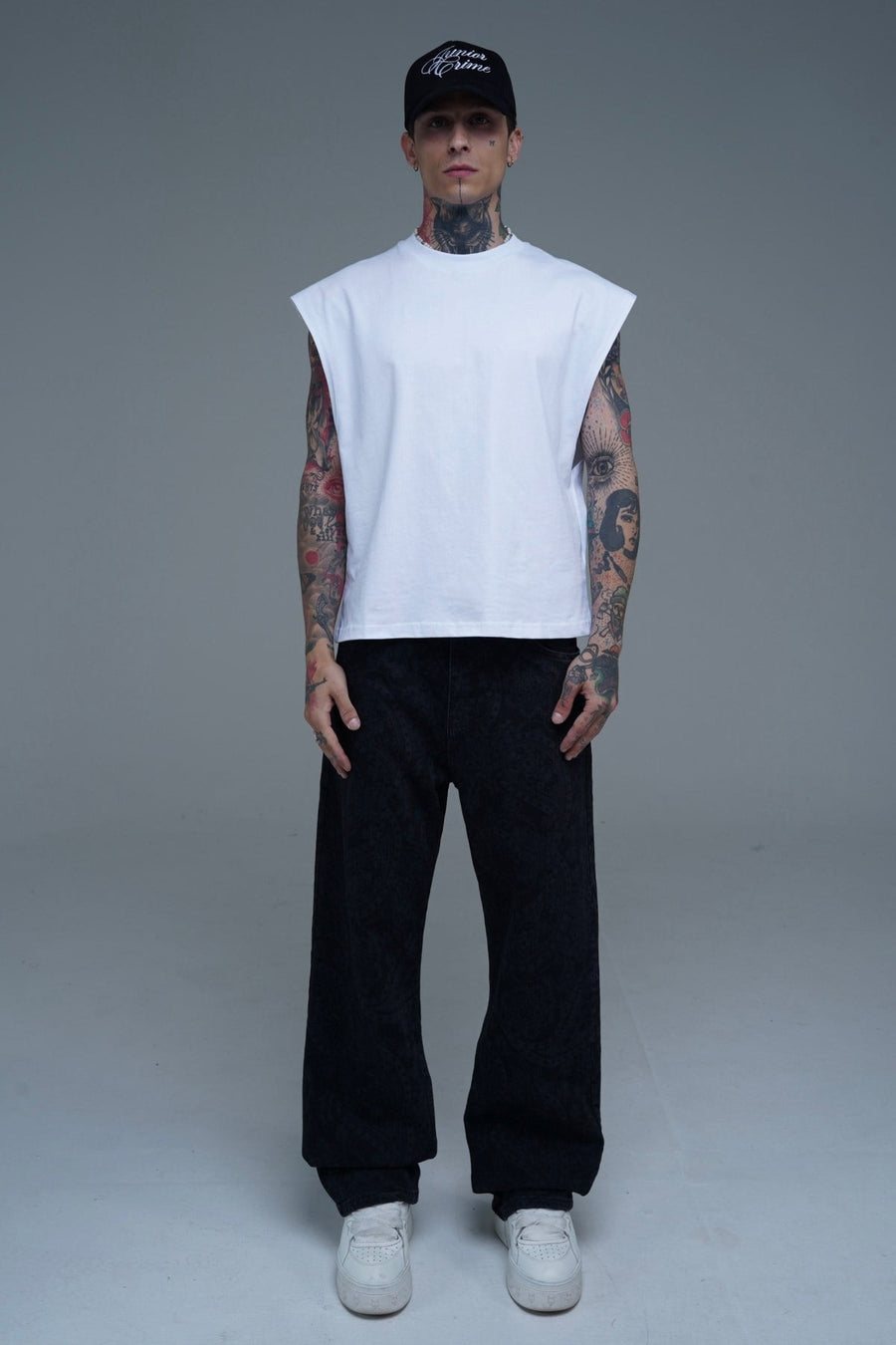 Etnik Desen Siyah Jean Pantolon CT01 6630