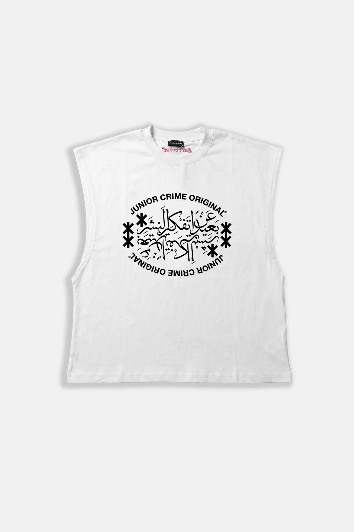 JR Original Baskılı Boxy Fit Kolsuz Beyaz Tshirt
