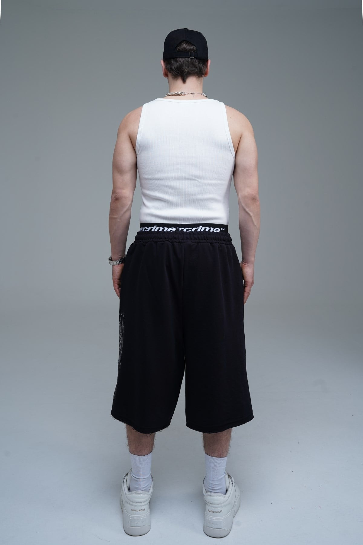 JR Signature Baskılı Jogger Baggy Siyah Şort