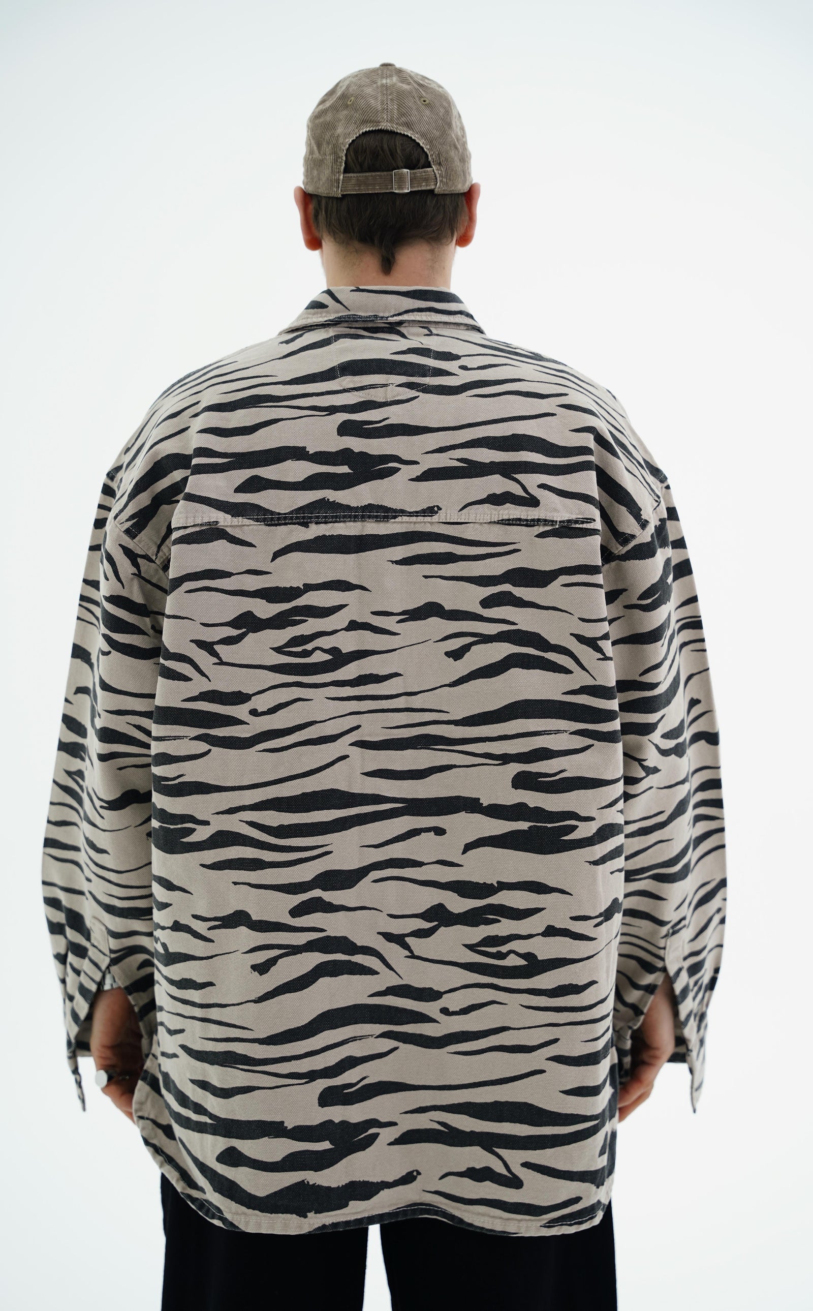 Zebra Desenli Oversize Bej Jean Ceket CT01 1664