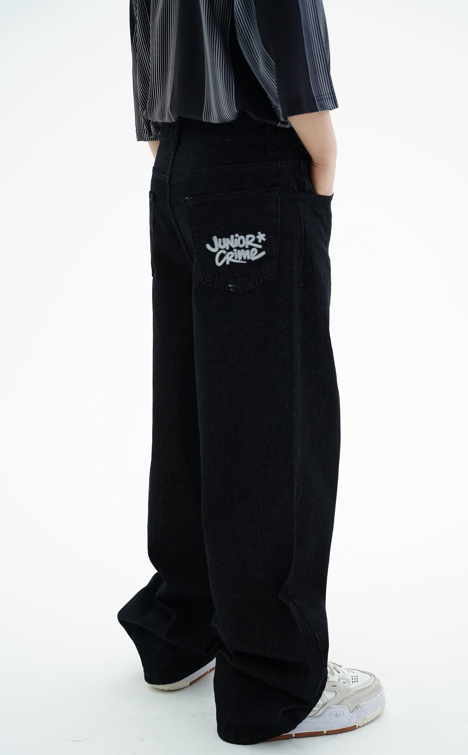 Junior Crime Siyah Melanj Raw Denim Pantolon