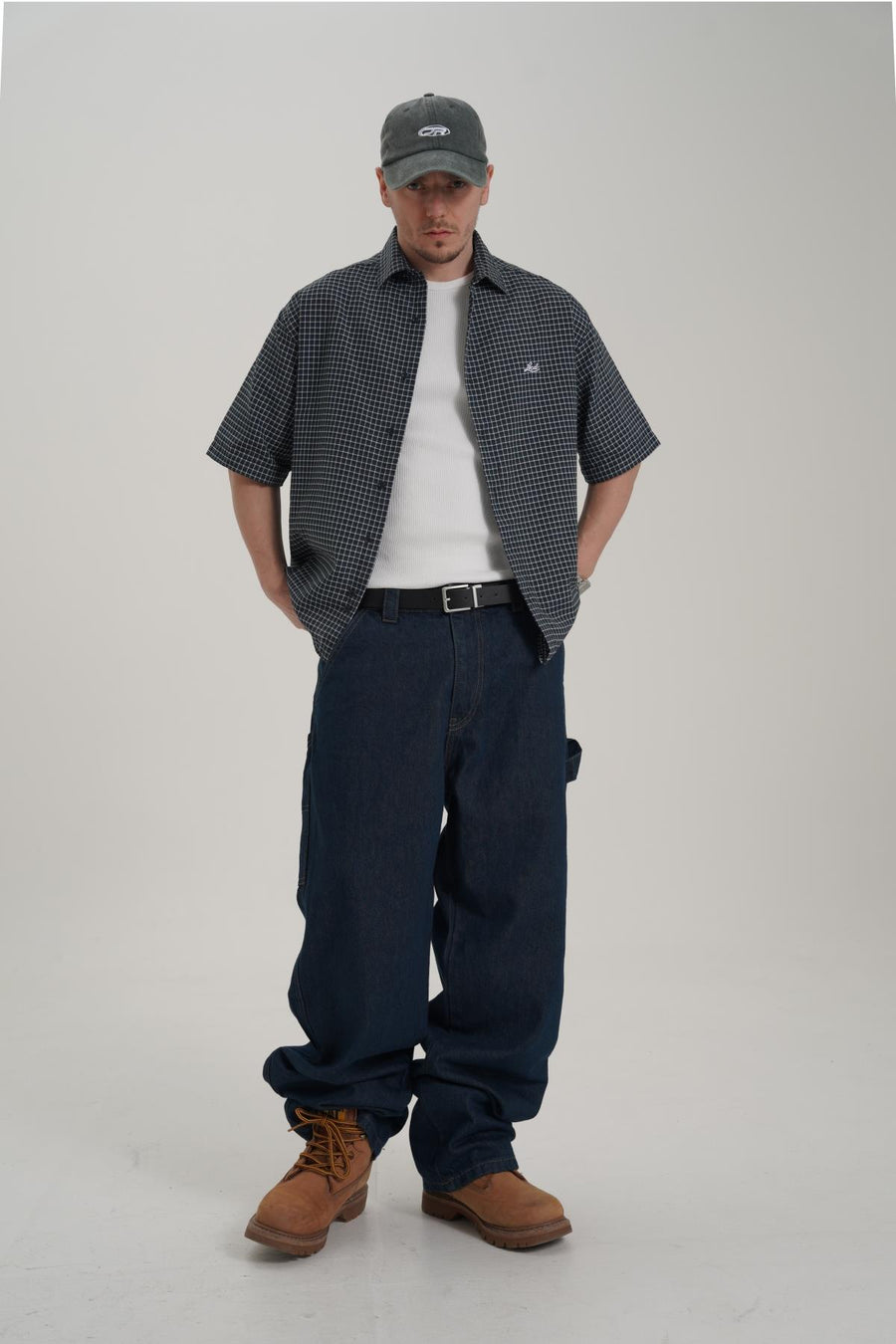 Kontrast Dikiş Koyu Lacivert Baggy Jean CT01 6581