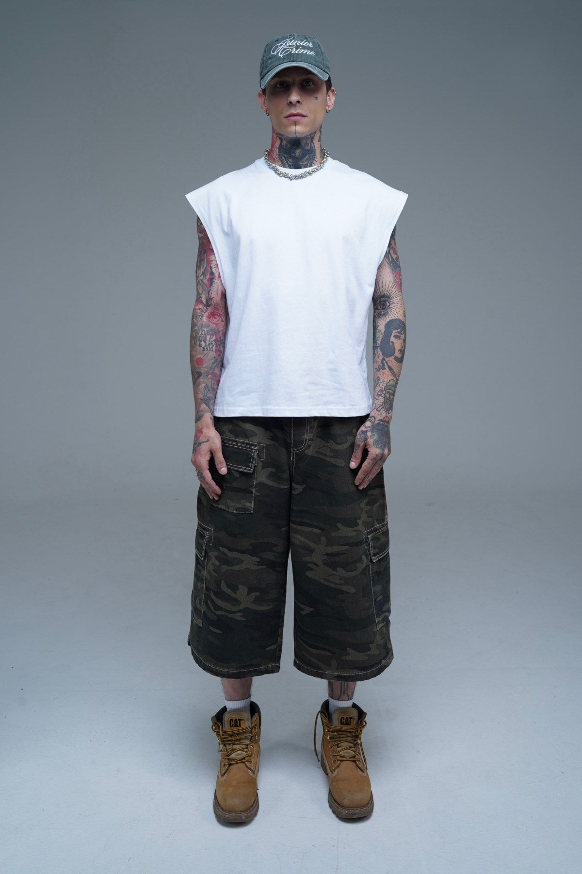 JR Boxy Fit Kolsuz Beyaz Oversize Tshirt