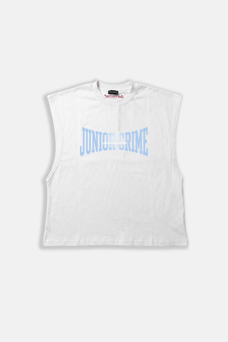 JR Eliptic Mavi Baskılı Boxy Fit Kolsuz Beyaz Tshirt