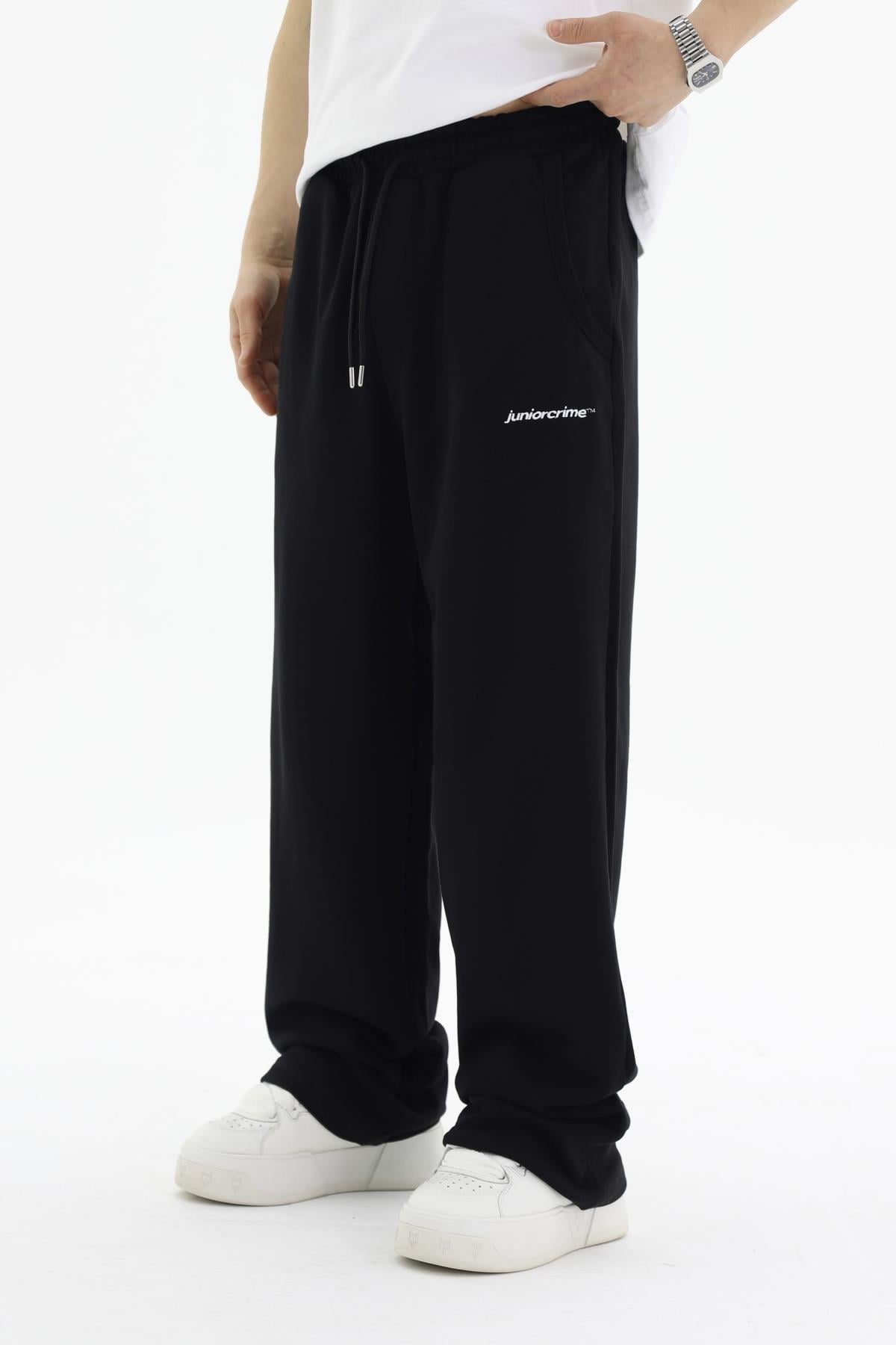 JR Diagonal Kumaş Siyah Baggy Eşofman