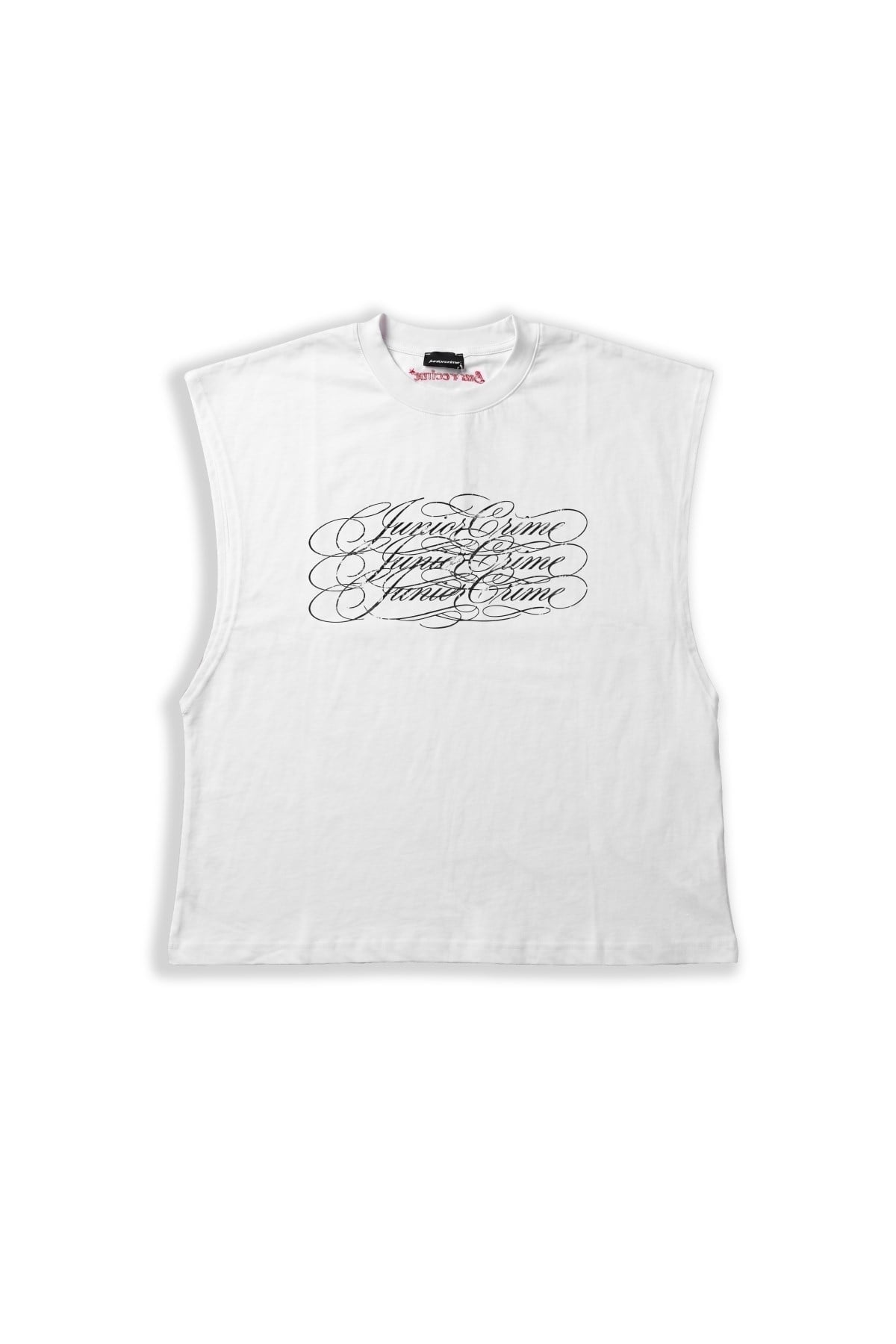 JR Signature Baskılı Boxy Fit Kolsuz Beyaz Tshirt