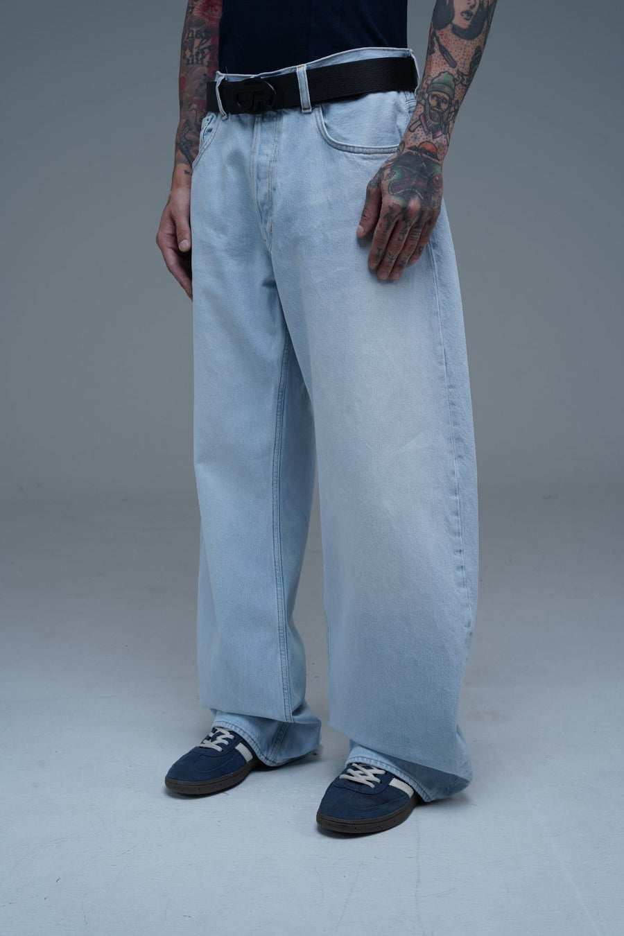 Açık Mavi Barrel Fit Baggy Jean Pantolon