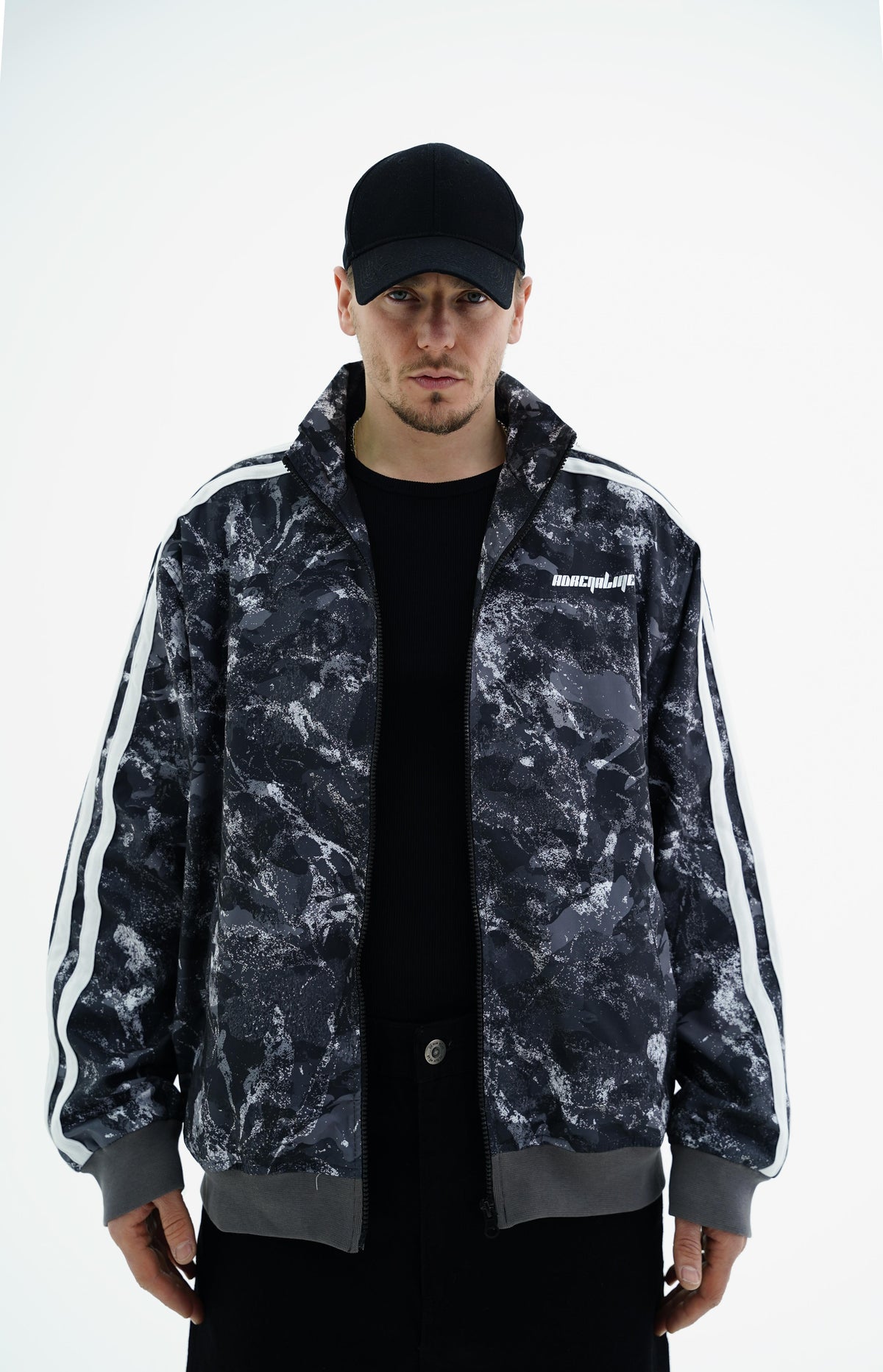 Camo Desen Siyah Zipper Sweatshirt JC01 26K184