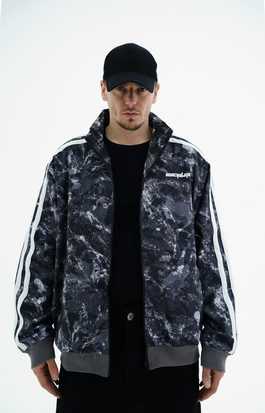 Camo Desen Siyah Zipper Sweatshirt JC01 26K184
