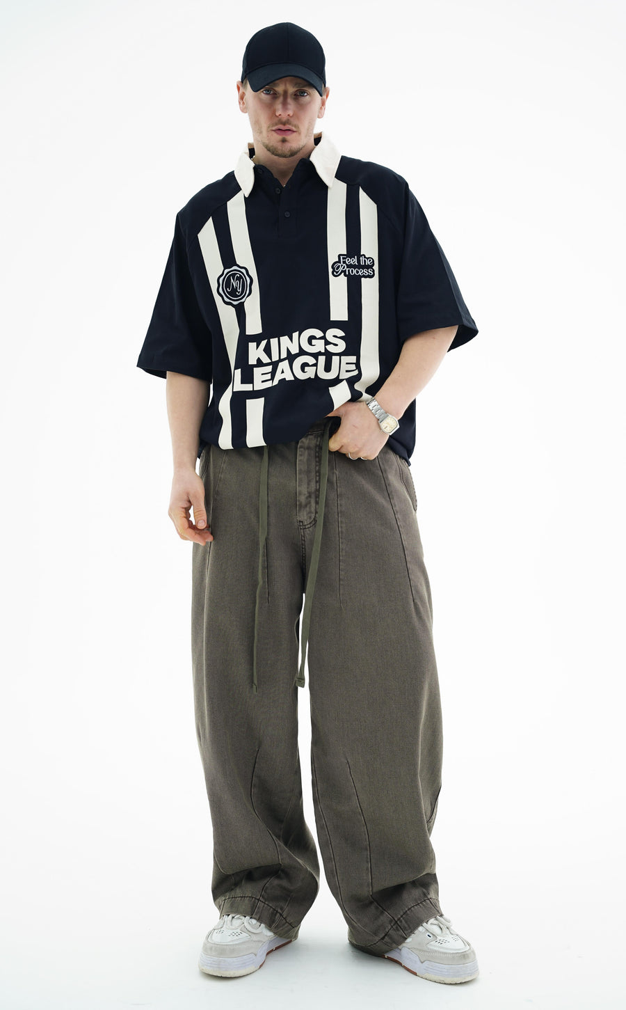 Polo Yaka Siyah Oversize Forma Tshirt JC01 25Y259