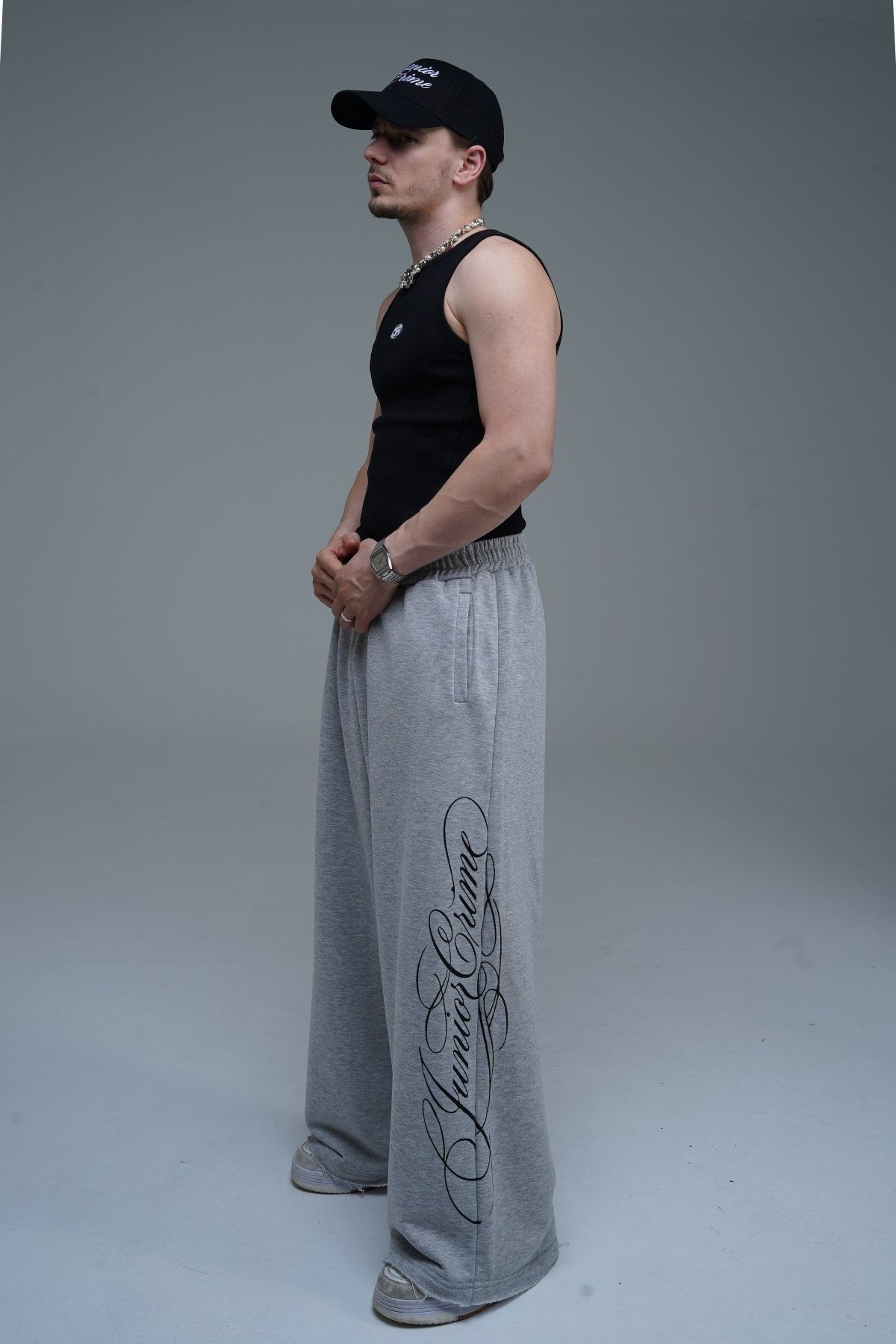 JR Signature Baskılı Gri Baggy Eşofman
