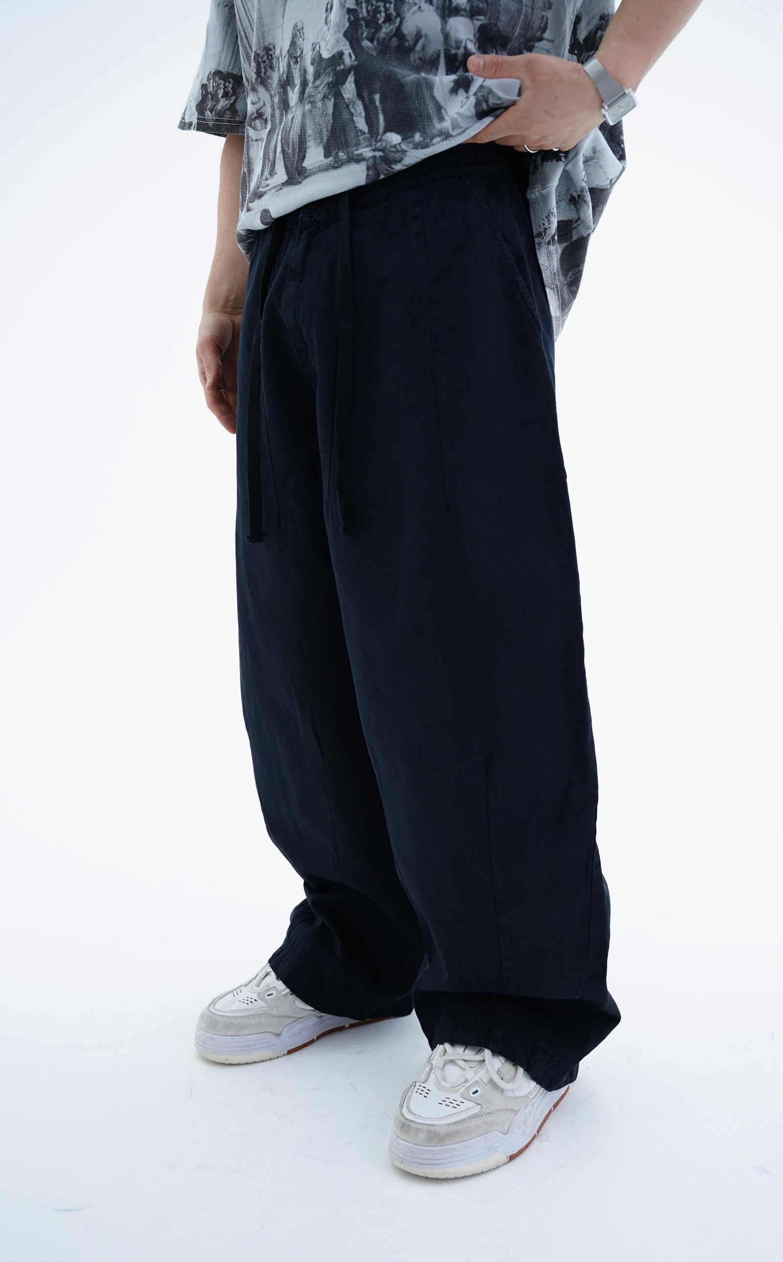 Dikiş Detay Siyah Baggy Pantolon CT01 6390-5