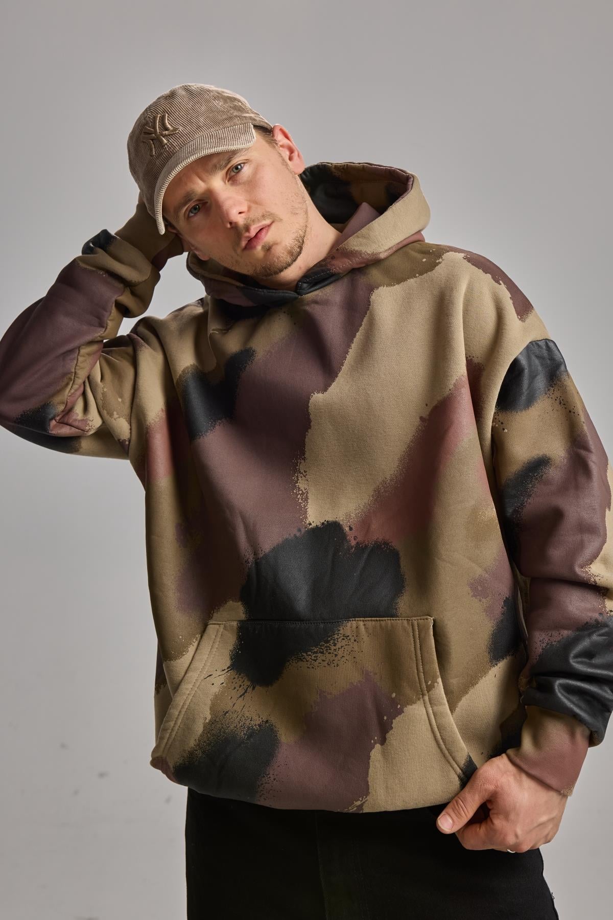 Haki Kamuflaj Desenli Oversize Sweat 25CK020