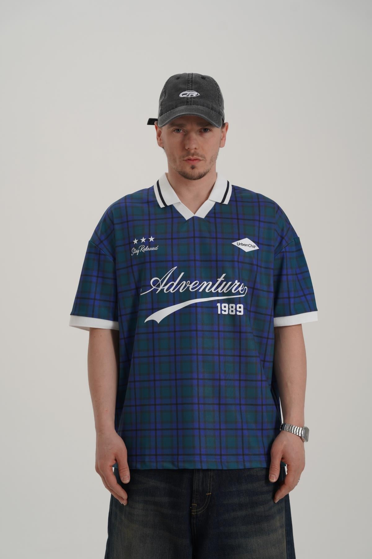 Adventure Baskılı Mavi Oversize Forma Tshirt PM01 26Y282
